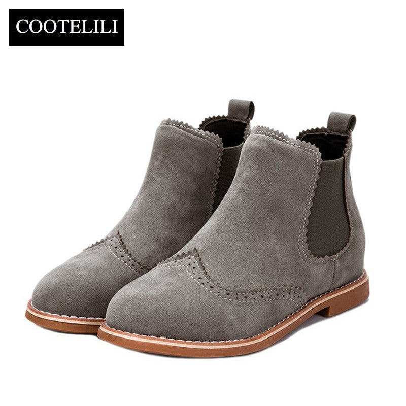 grey flat ankle boots