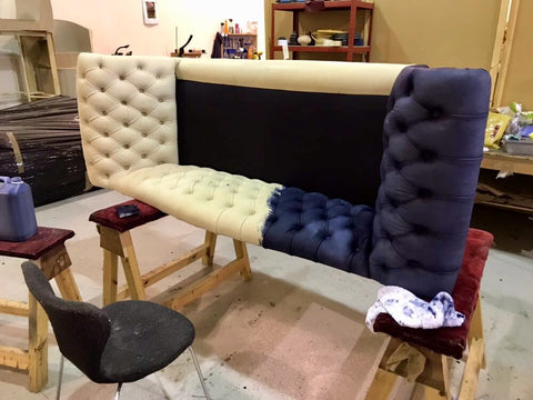 Hand dyeing chesterfield sofa