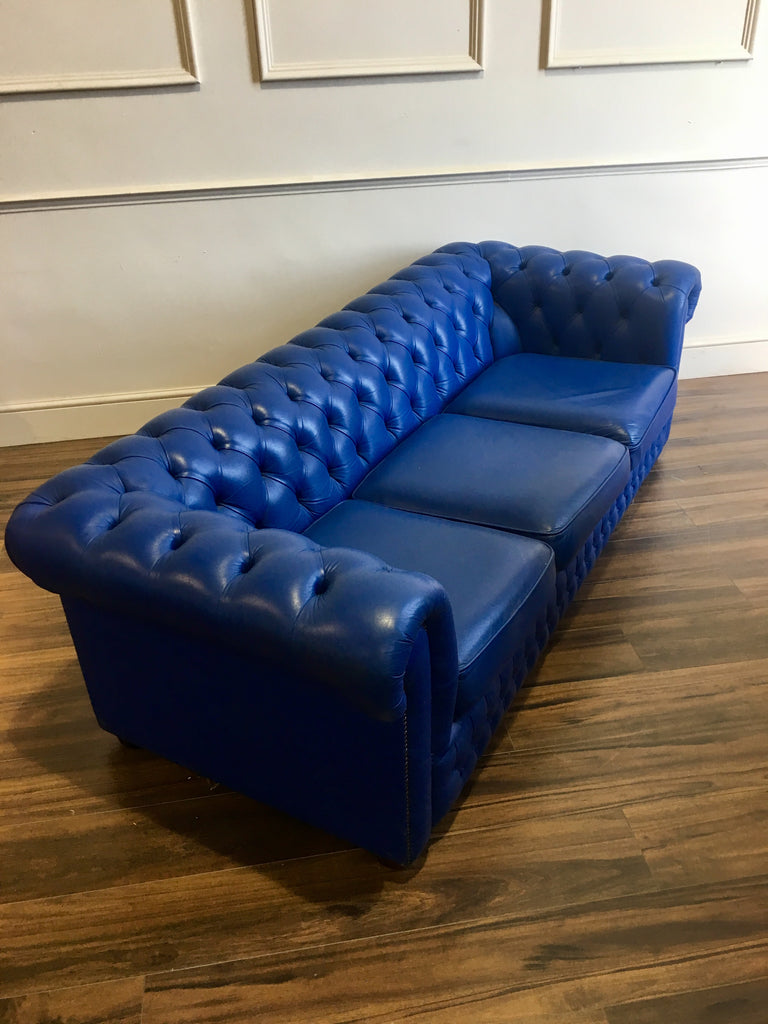 Royal Blue Leather Sofa – Robinson of England