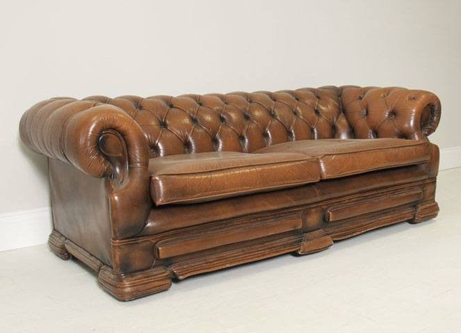 robinson brown leather sofa with ottoman