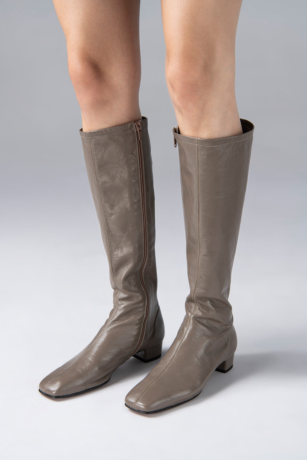 khaki leather boots