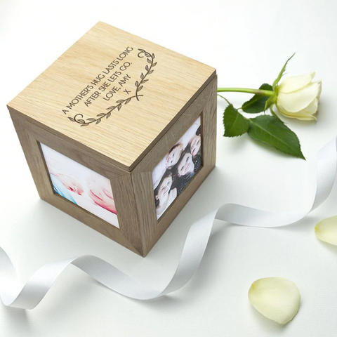 Personalised Love Oak Photo Cube