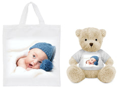 Personalised Teddy bear with Photo T-shirt and Bag