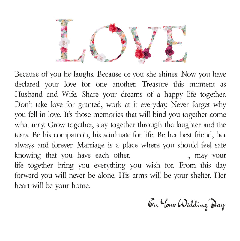 Personalised Wedding Day Framed Love Poem PureEssenceGreetings