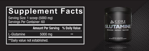 Core Nutritionals Glutamine Supplement Facts