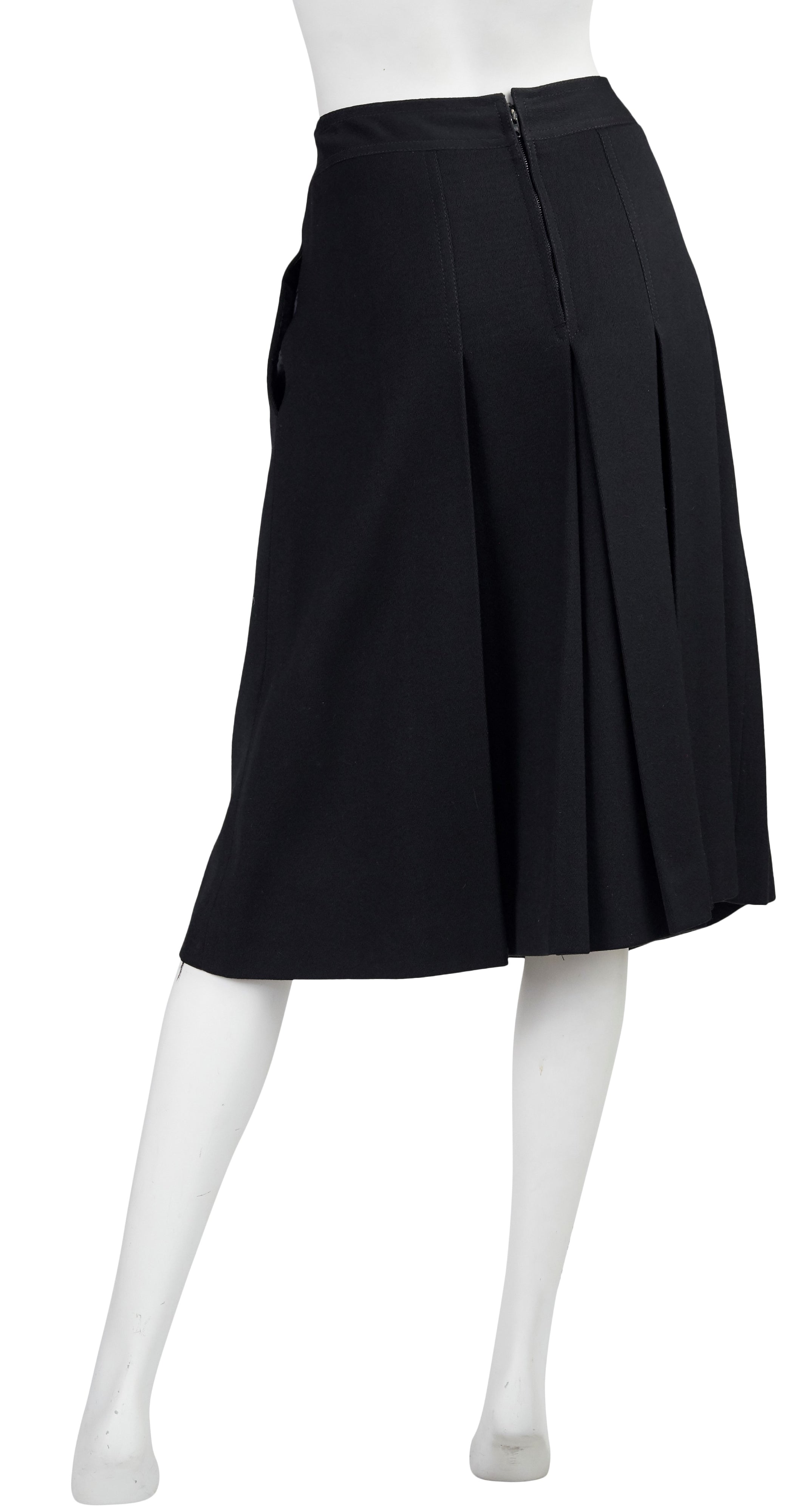 Céline 1970s Vintage Horsebit Black Wool Pleated Skirt – Featherstone ...
