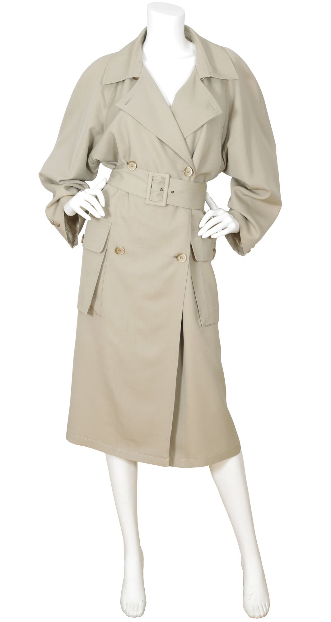 Georges Rech 1970s Double Breasted Beige Wool Trench Coat ...