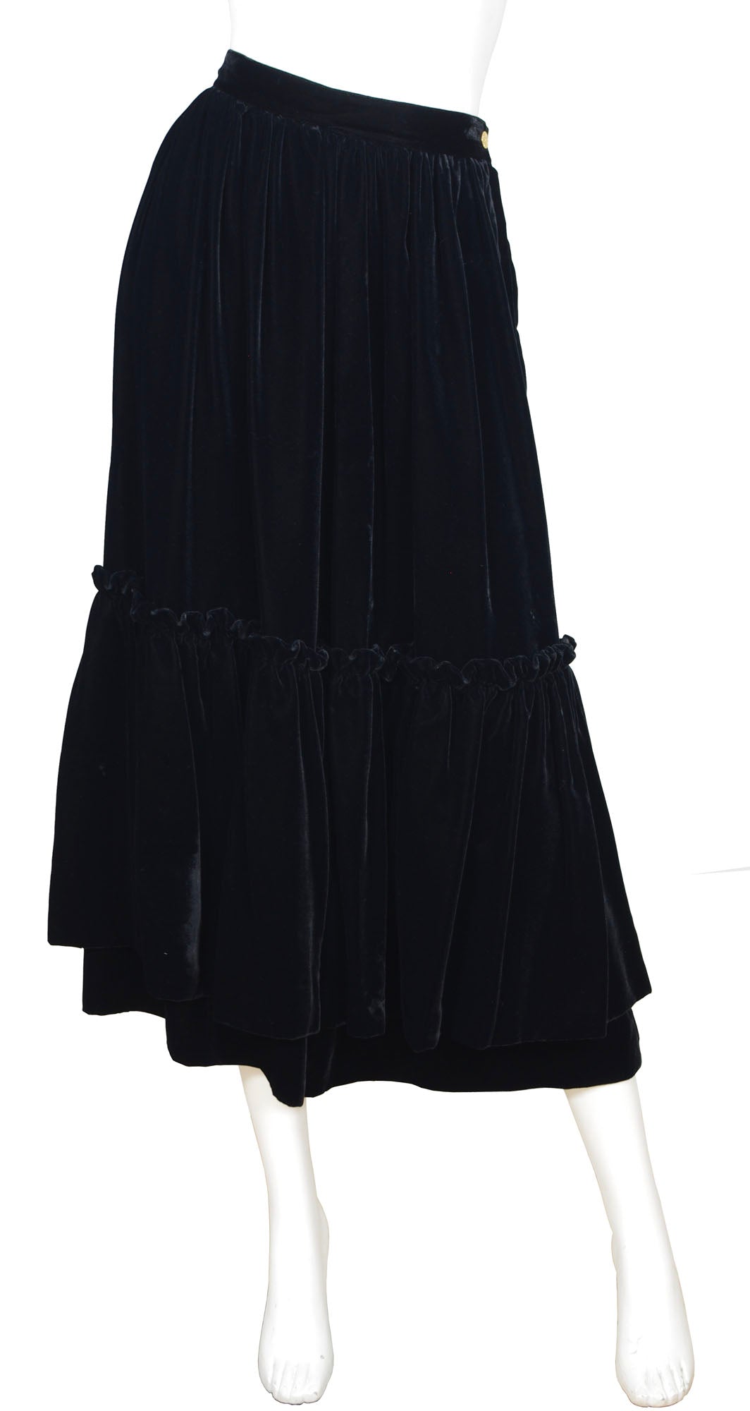 black velvet midi skirt