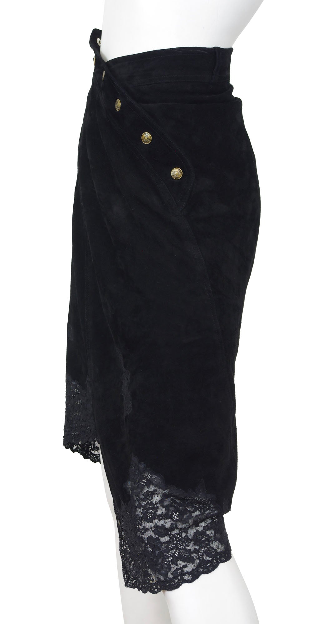 Christian Dior 2000 John Galliano Black Suede Lace Asymmetrical Skirt ...