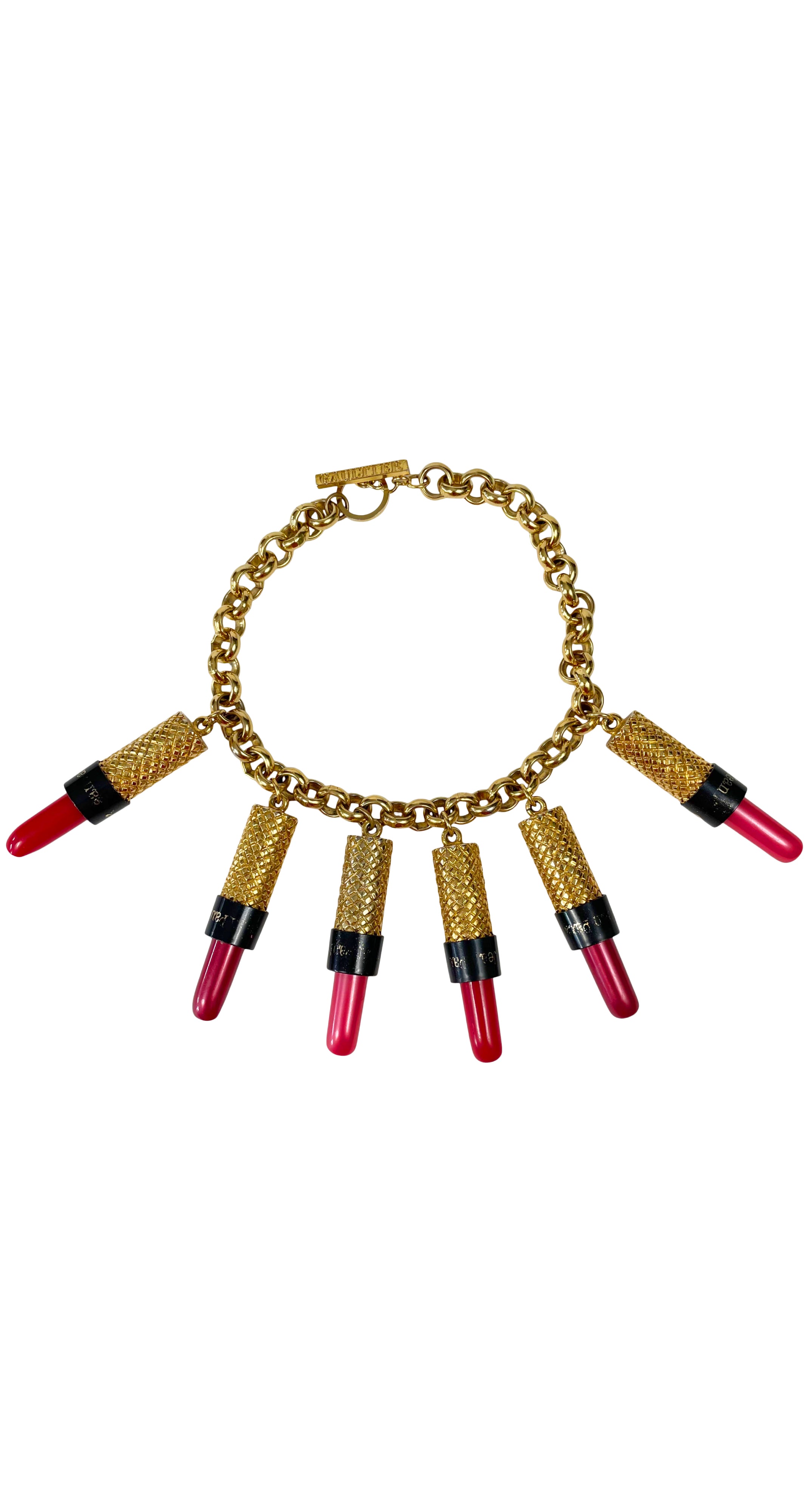 Jean-Paul Gaultier 1980s Lipstick Charm Gold-Tone Necklace