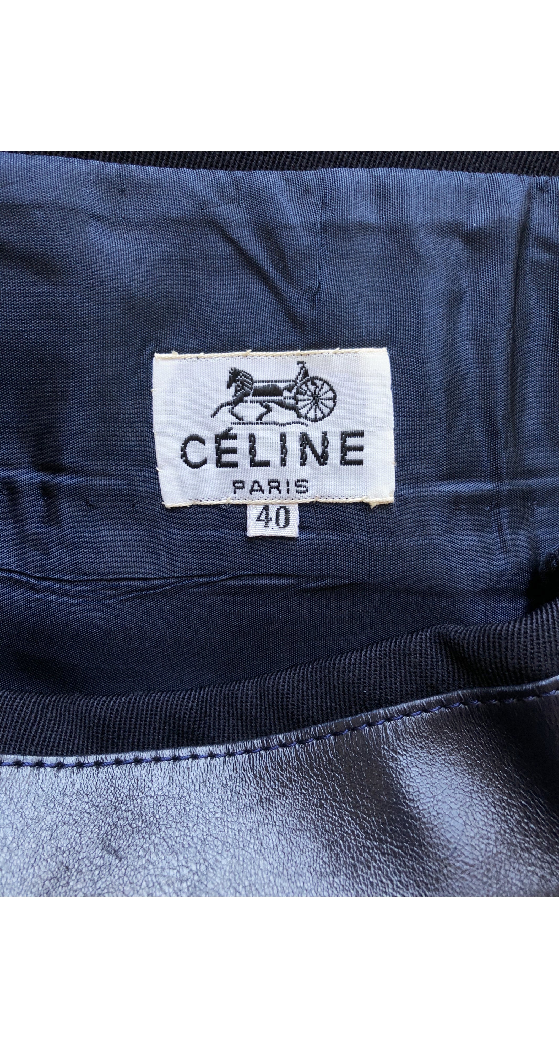 Céline 1970s Vintage Navy Worsted Wool & Leather Wrap Skirt ...