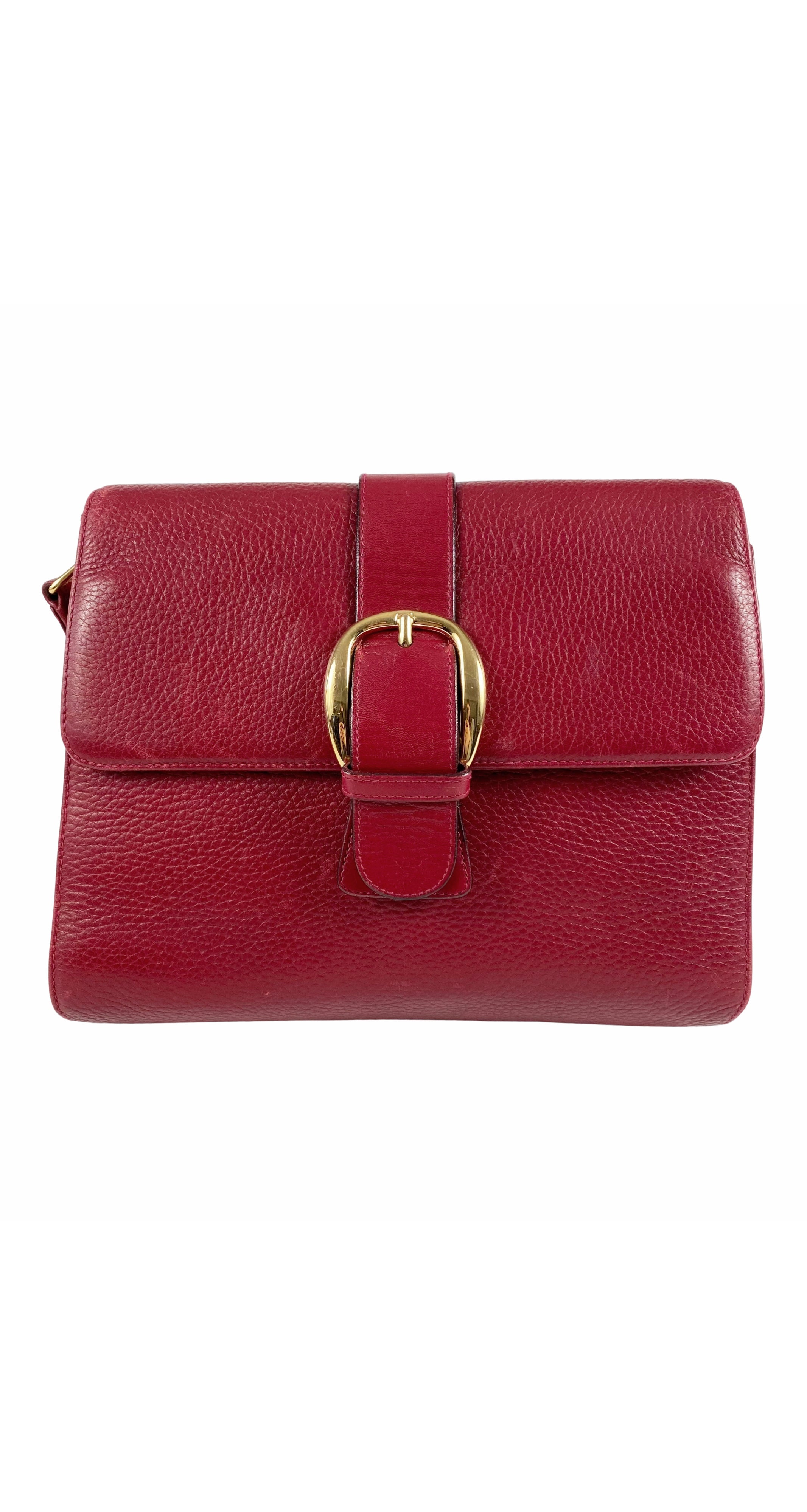 Gucci 1990s Dark Red Leather Buckle Crossbody Bag – Featherstone Vintage