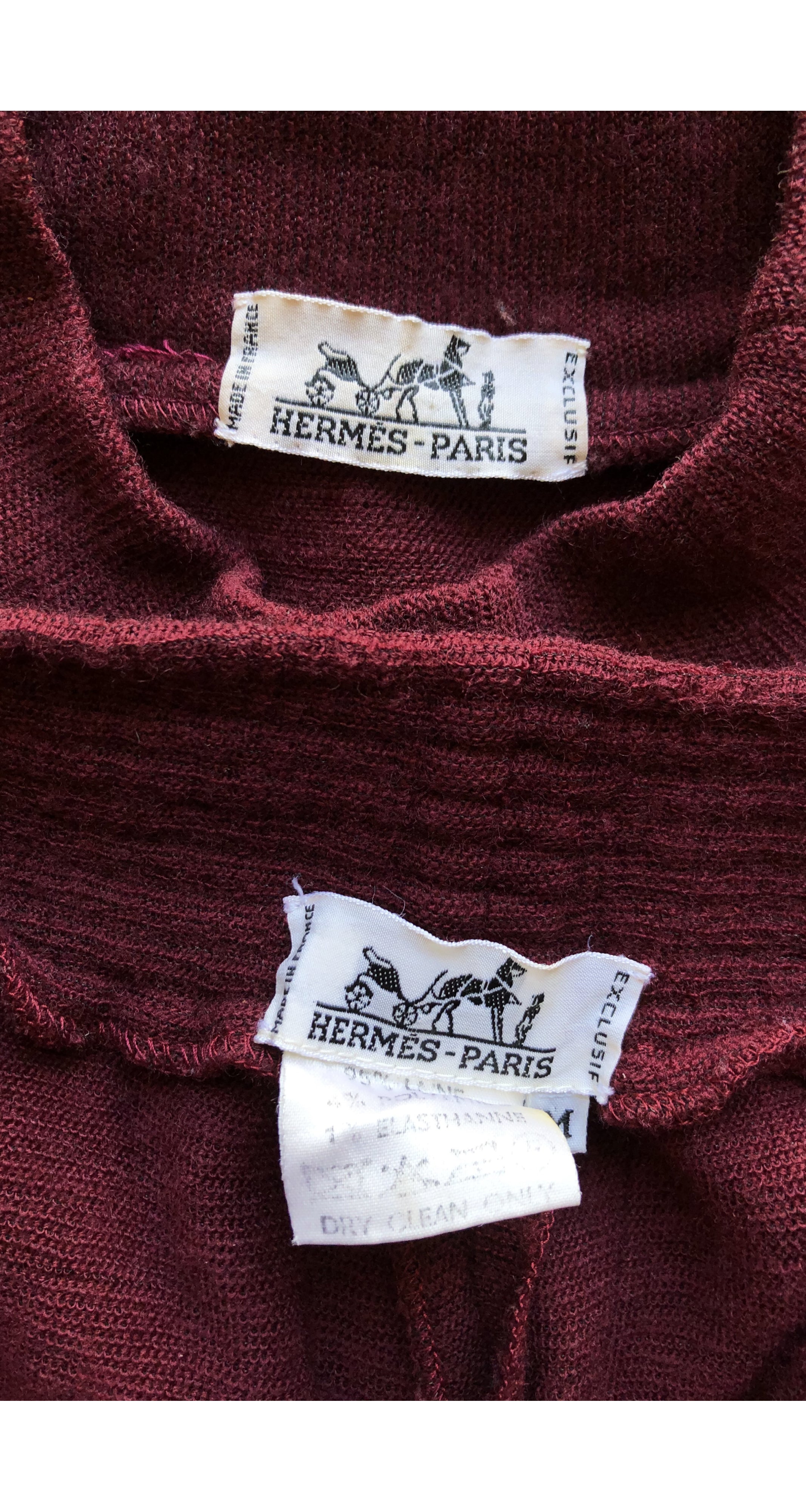 Hermès 1980s Vintage Logo Emblem Burgundy Wool Knit Tracksuit ...