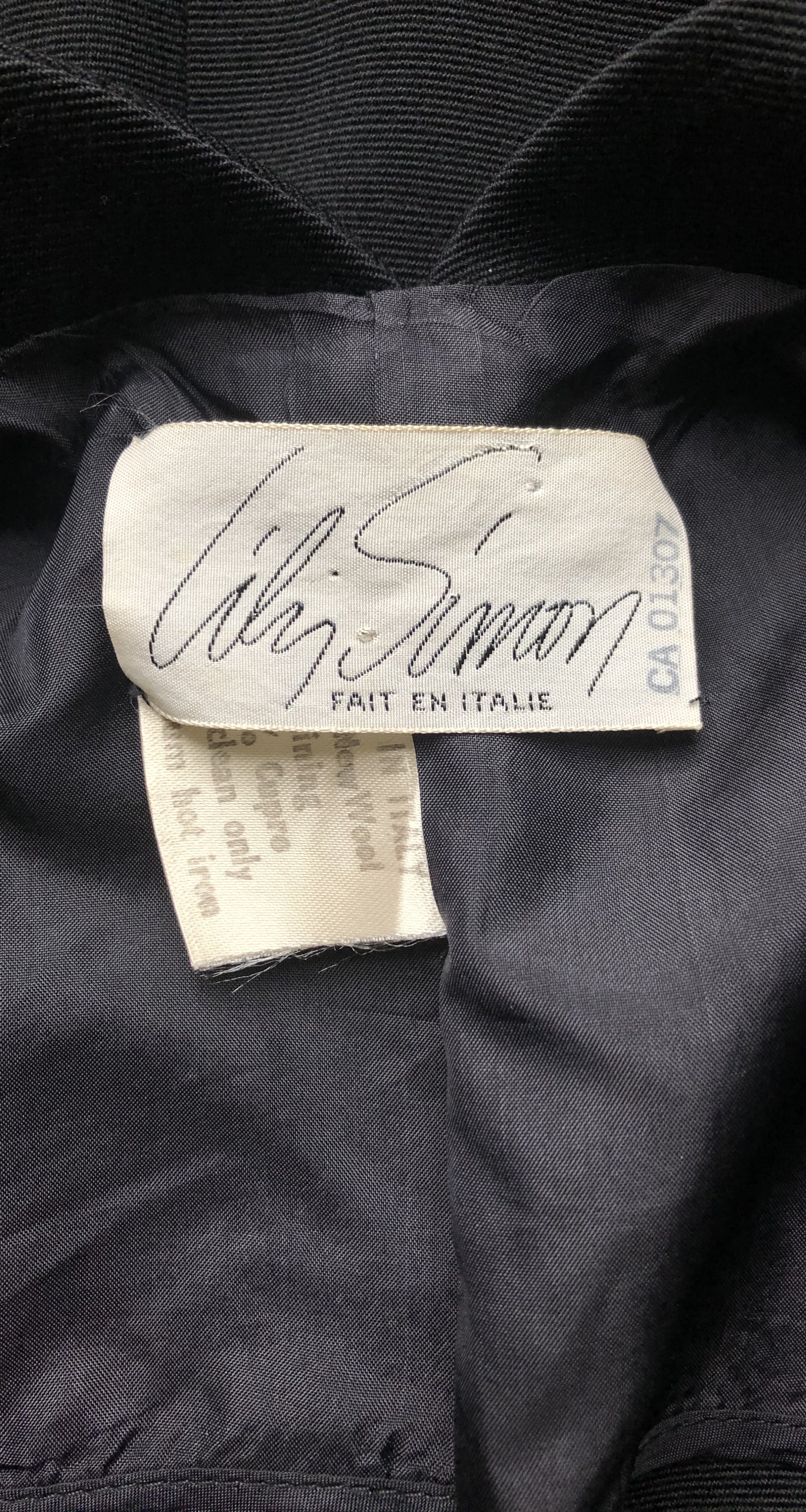 Giorgio Armani 1970s Vintage Black Worsted Wool Structured Jacket ...