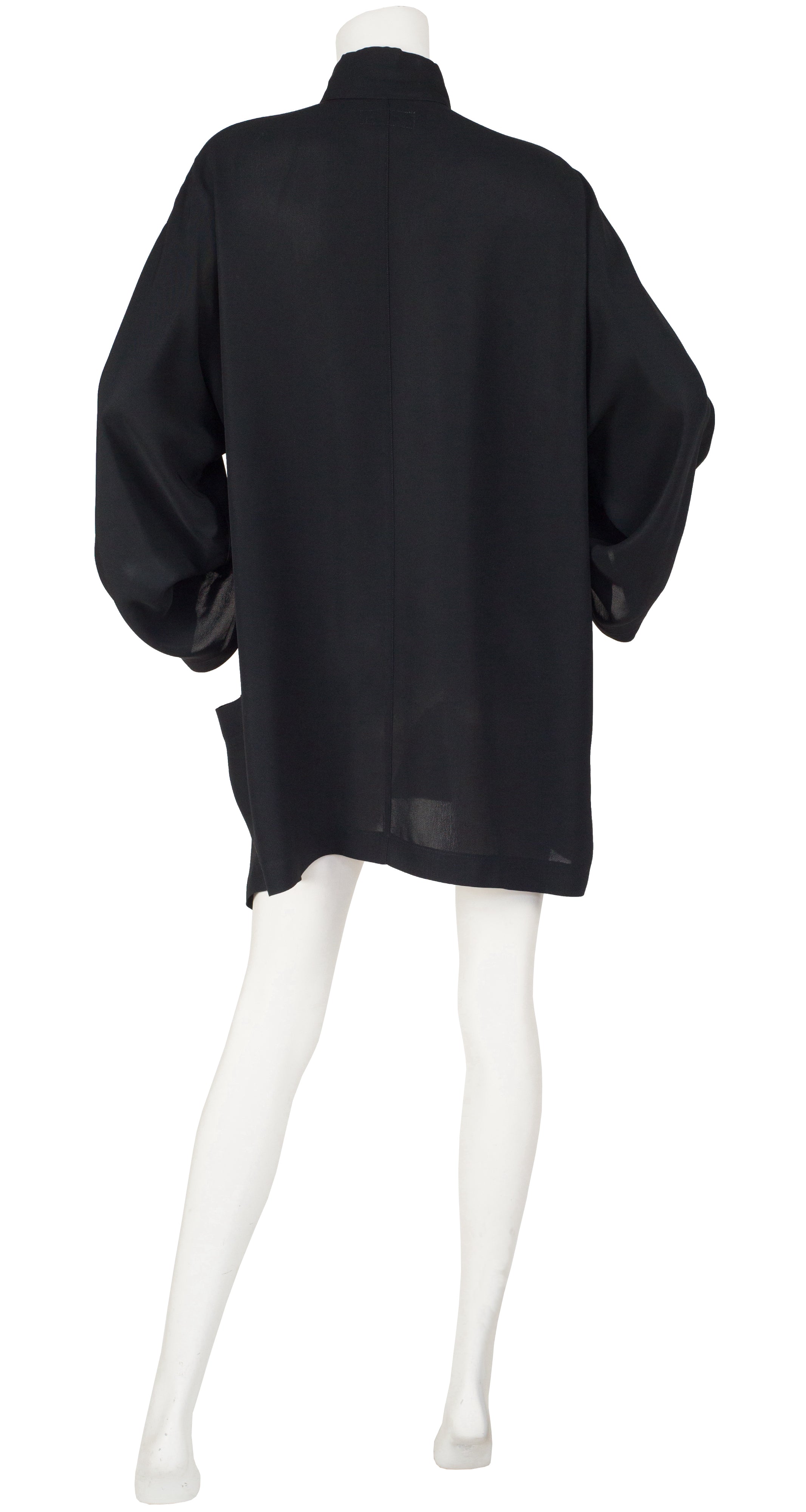 Yohji Yamamoto 1990s Black Asymmetrical Nehru Collar Jacket ...