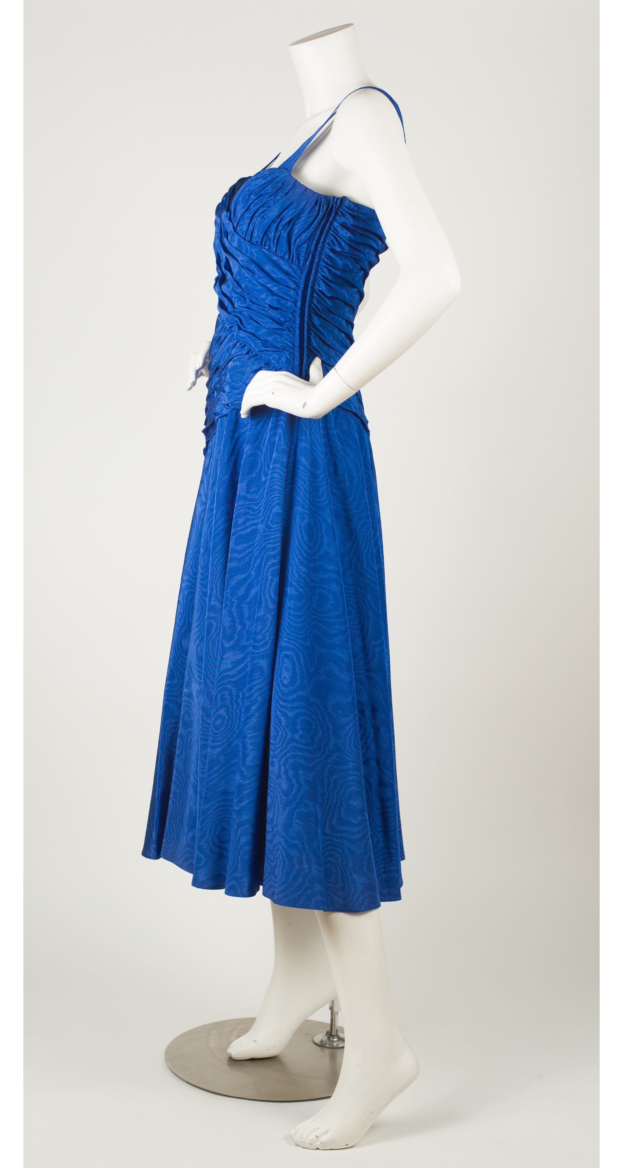 Louis Féraud 1980s Vintage Blue Rayon Moire Evening Dress ...