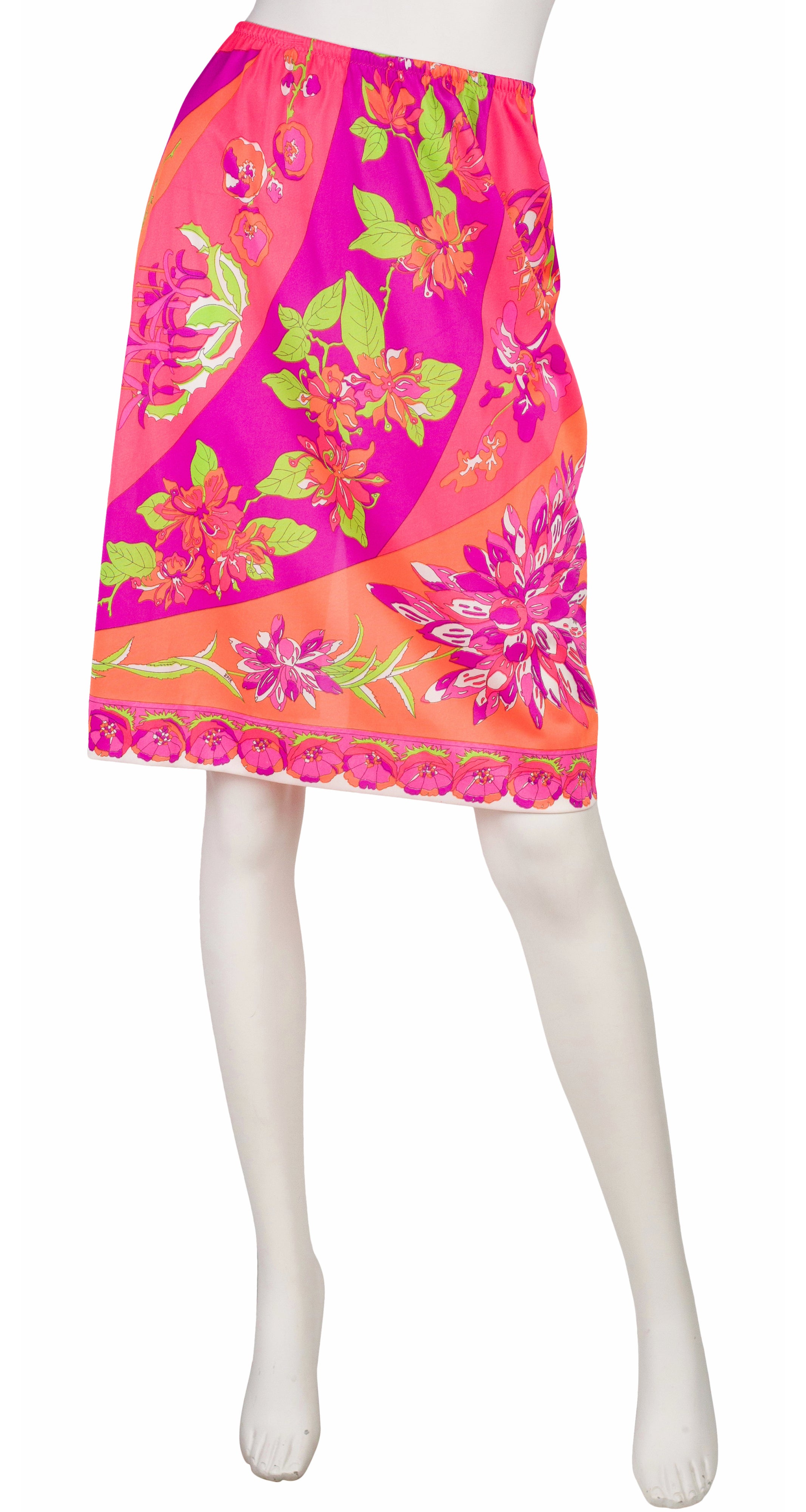 Emilio Pucci x Formfit Rogers 1960s Vibrant Floral Lingerie Slip Skirt ...