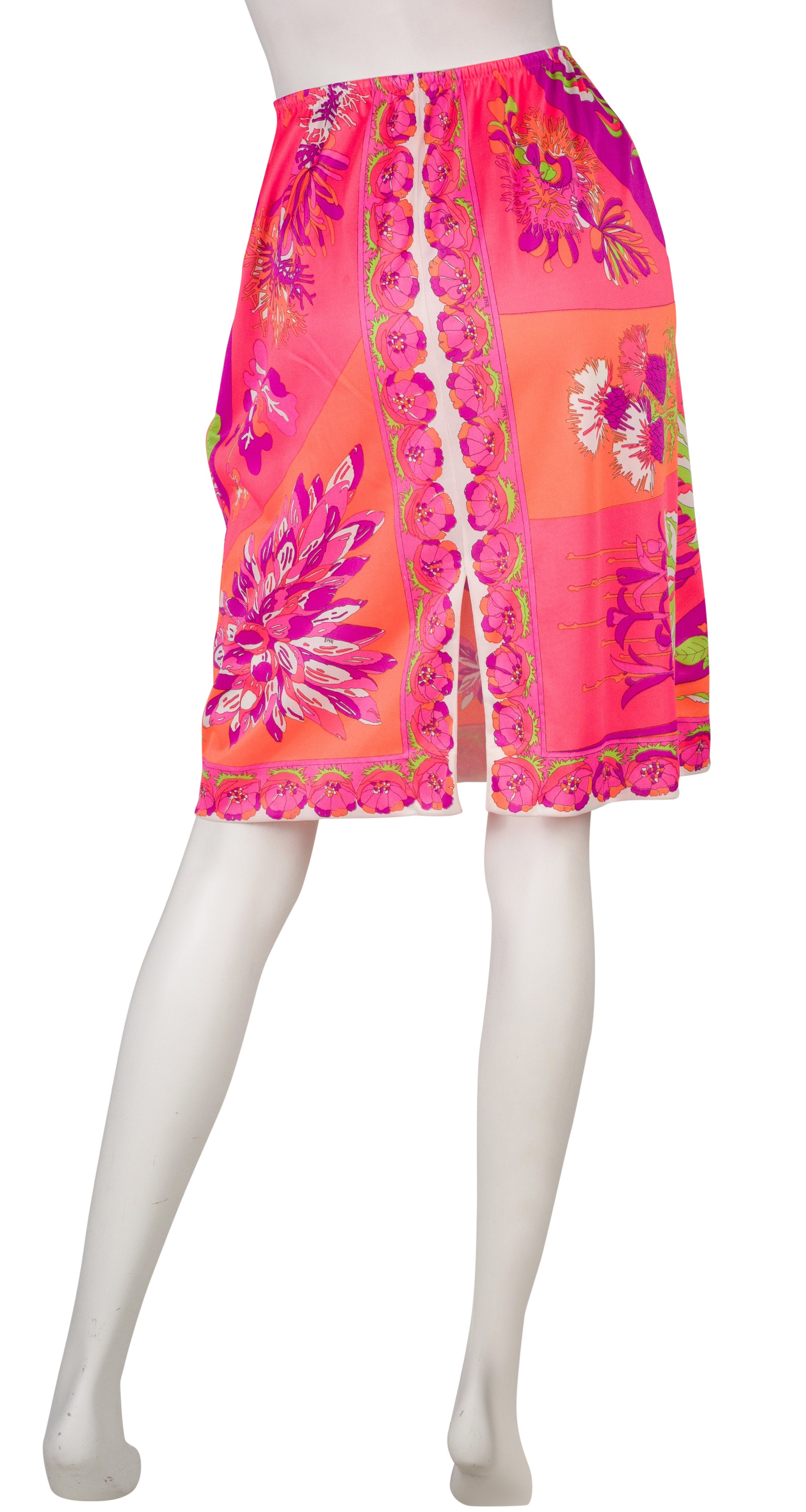 Emilio Pucci x Formfit Rogers 1960s Vibrant Floral Lingerie Slip Skirt ...