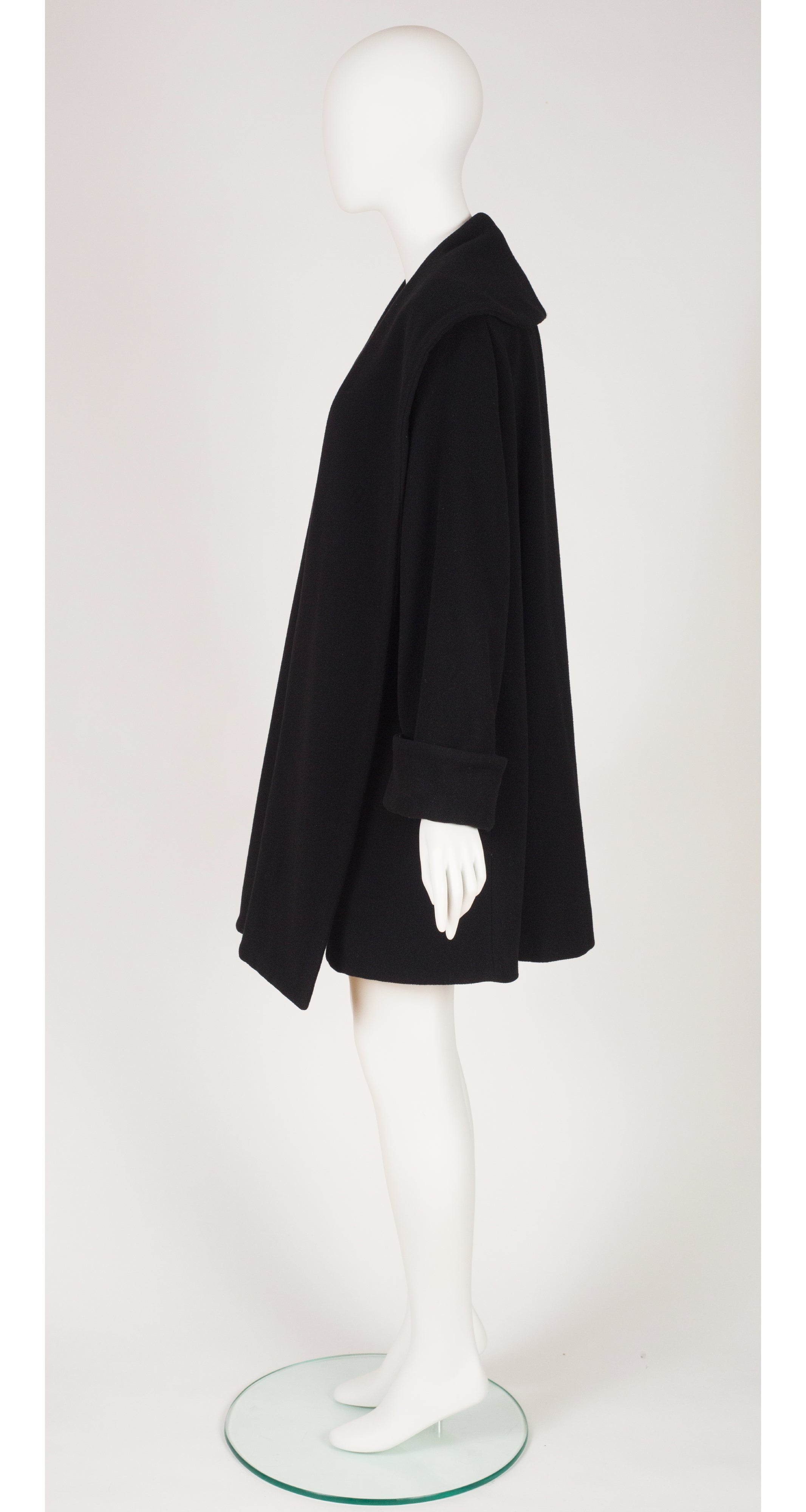 Georges Rech 1990s Black Wool Shawl Collar Swing Coat – Featherstone ...