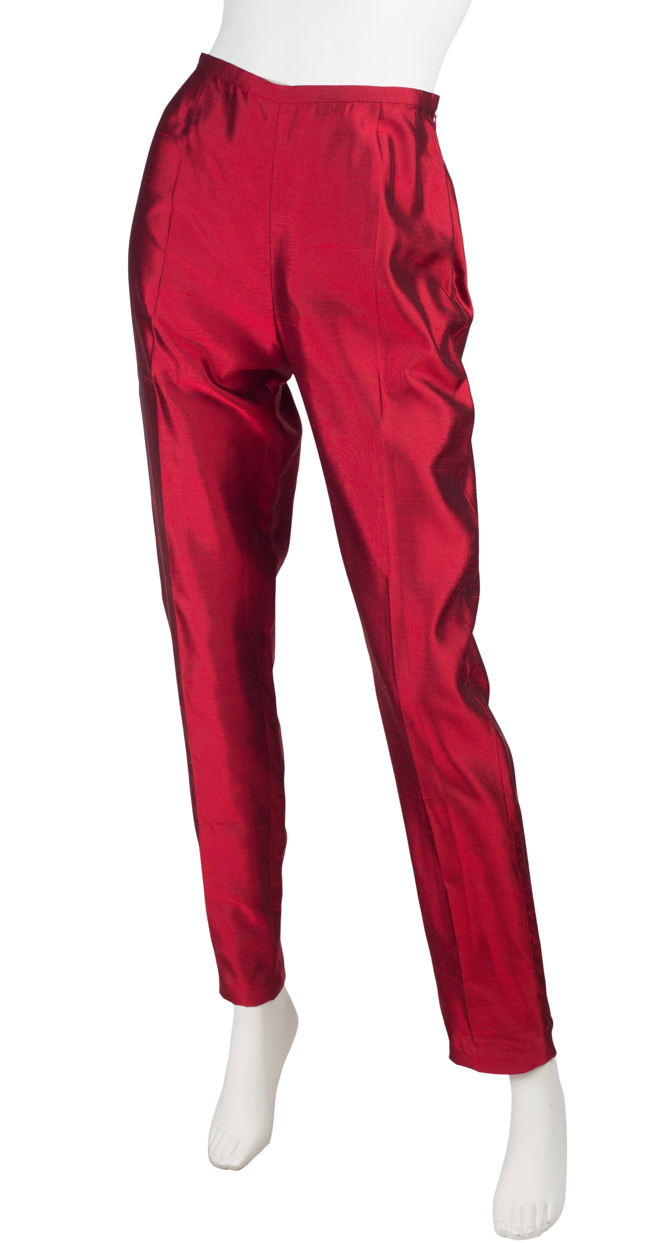 Max Mara 1990s Vintage Red Raw Silk Halter Pant Suit – Featherstone Vintage