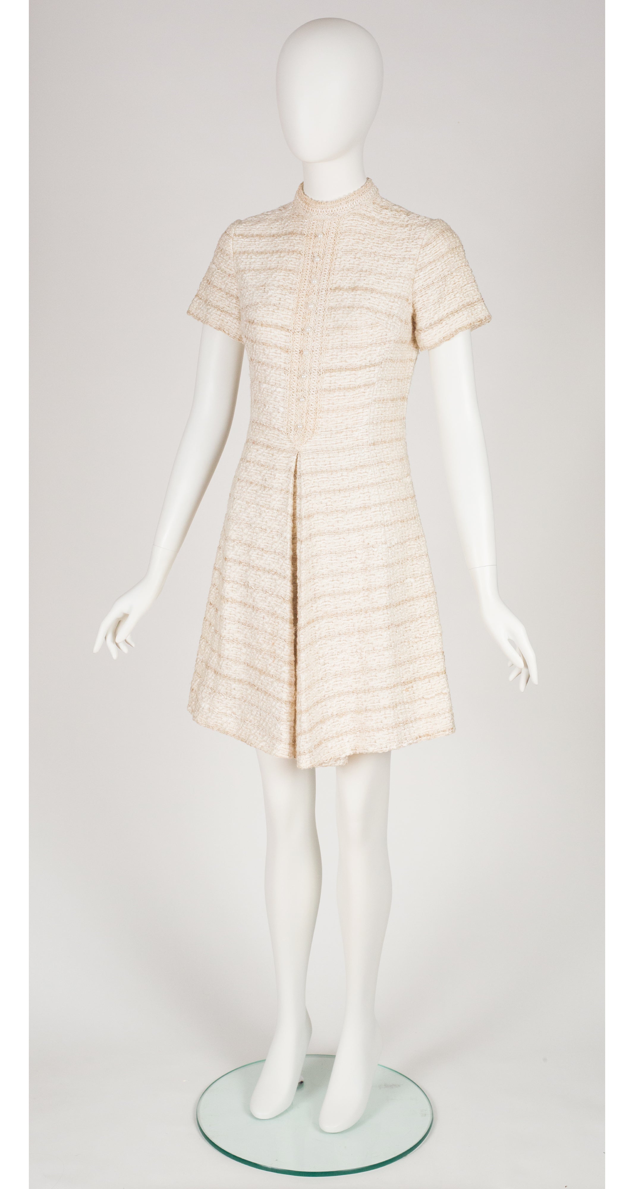 Ruth Stattner 1960s Mod Cream Bouclé Short Sleeve Dress – Featherstone ...