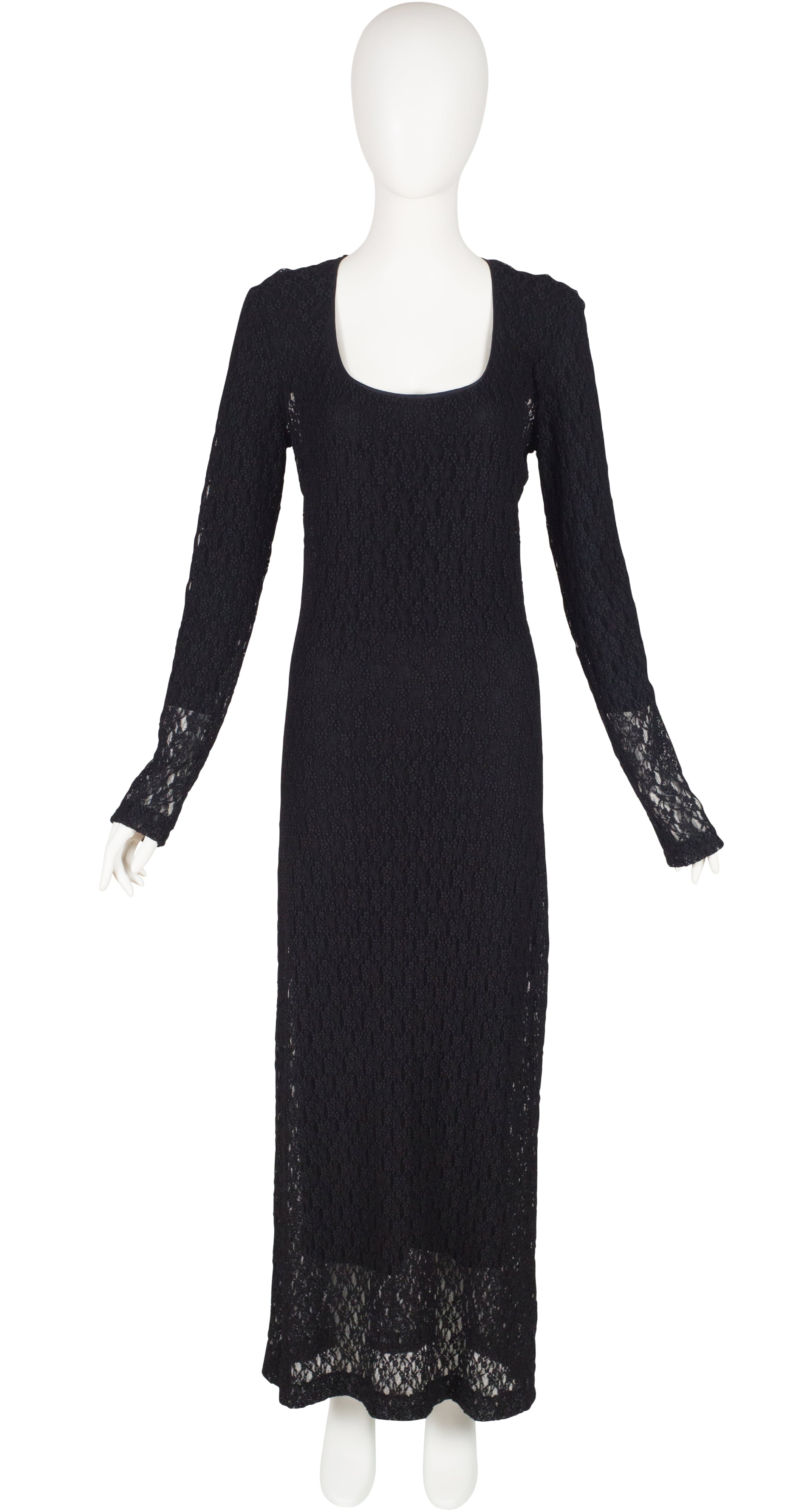 Dolce & Gabbana 1990s Black Crochet Scoop Neck Long Sleeve Dress –  Featherstone Vintage