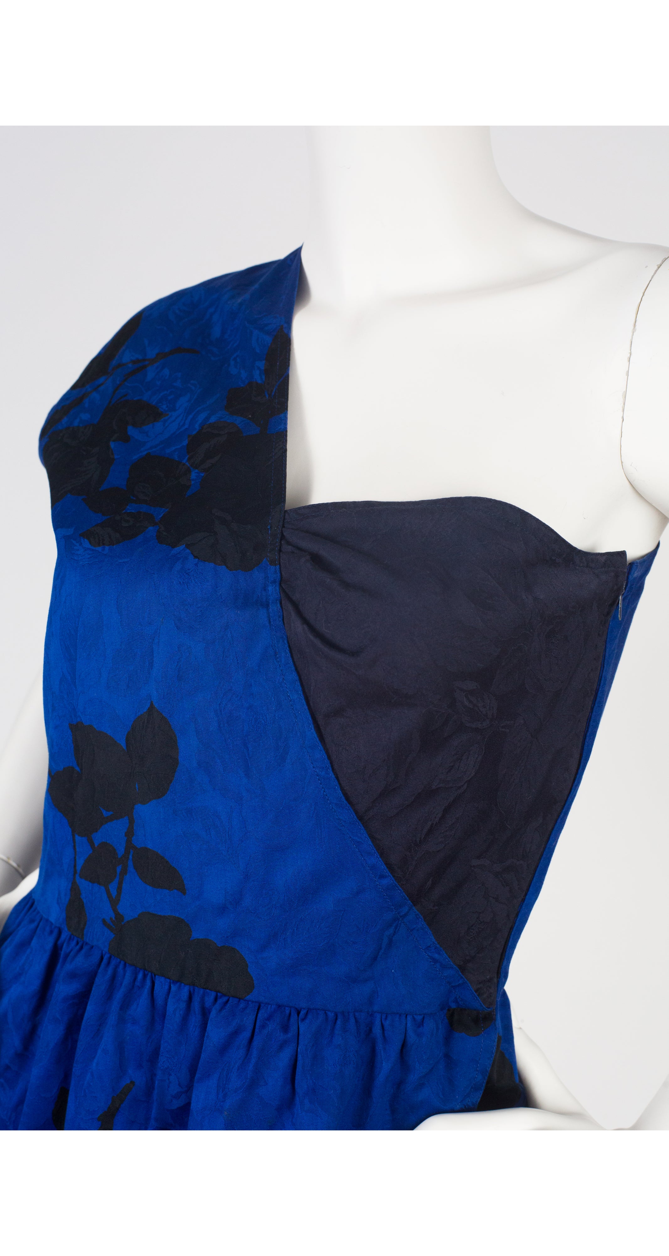 Andrea Odicini Couture 1980s Floral Jacquard Cotton One-Shoulder Dress ...