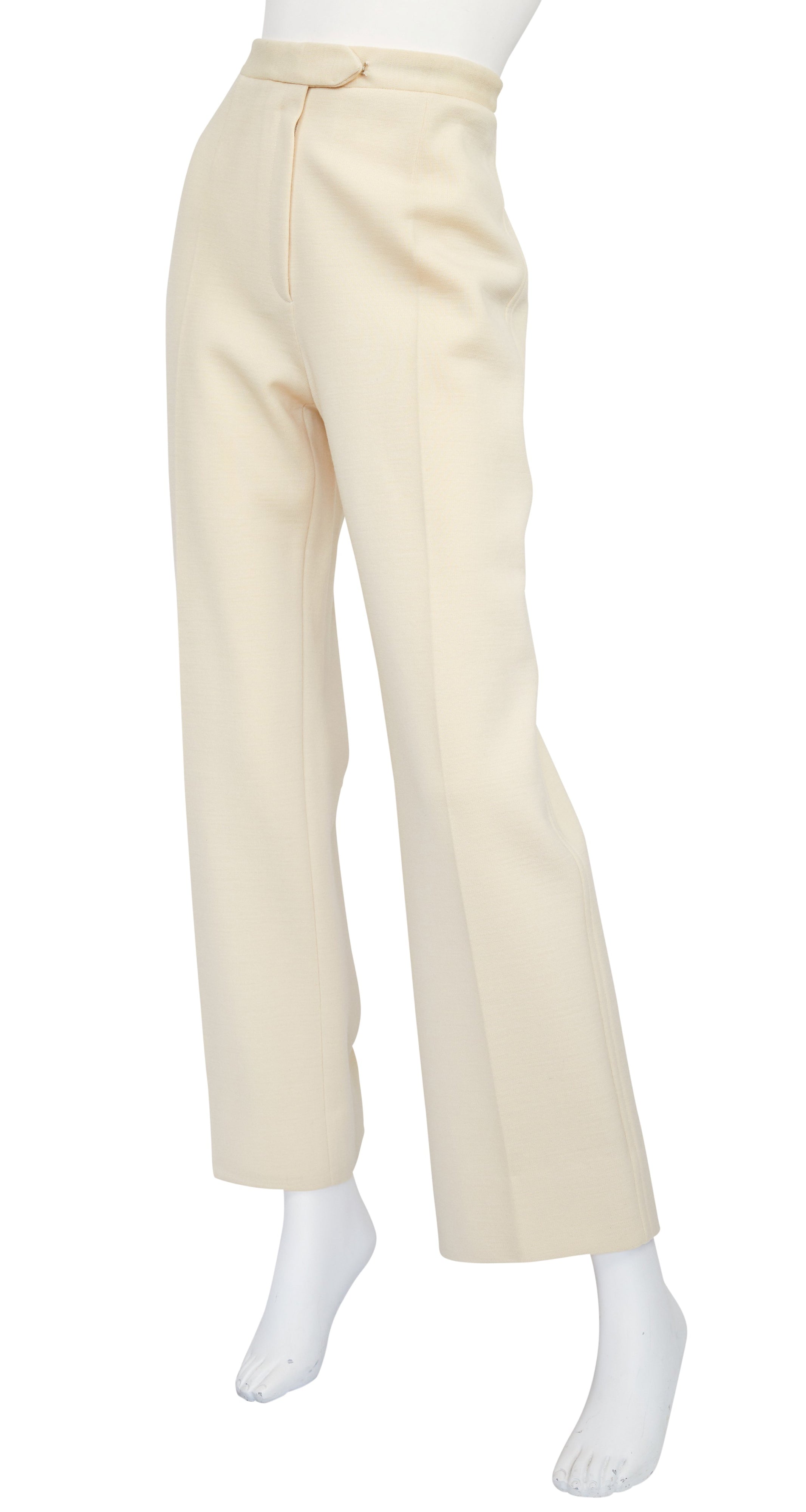 Yves Saint Laurent 1970s Vintage Cream Wool Jersey Wide-Leg Trousers ...