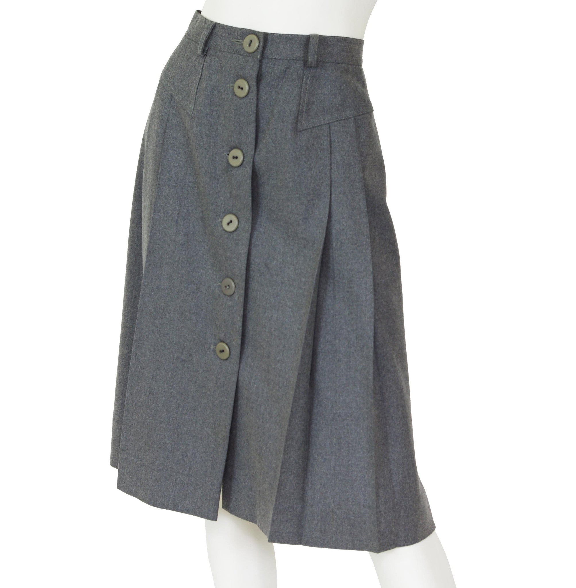 Carven Vintage 1970's Grey Wool Pleated Skirt – Featherstone Vintage