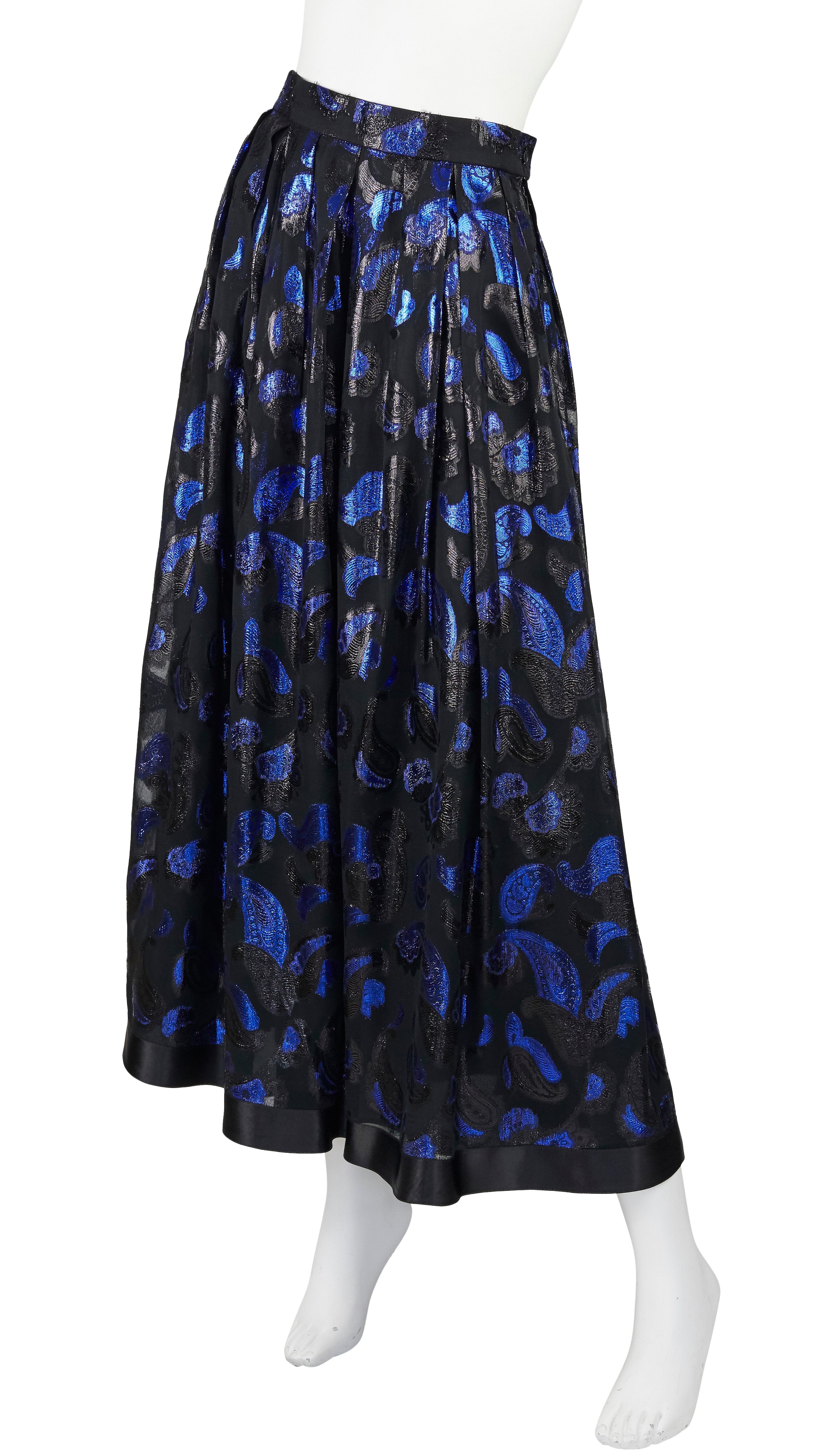 Yvette 1980s Blue & Black Paisley Lurex Evening Skirt – Featherstone ...