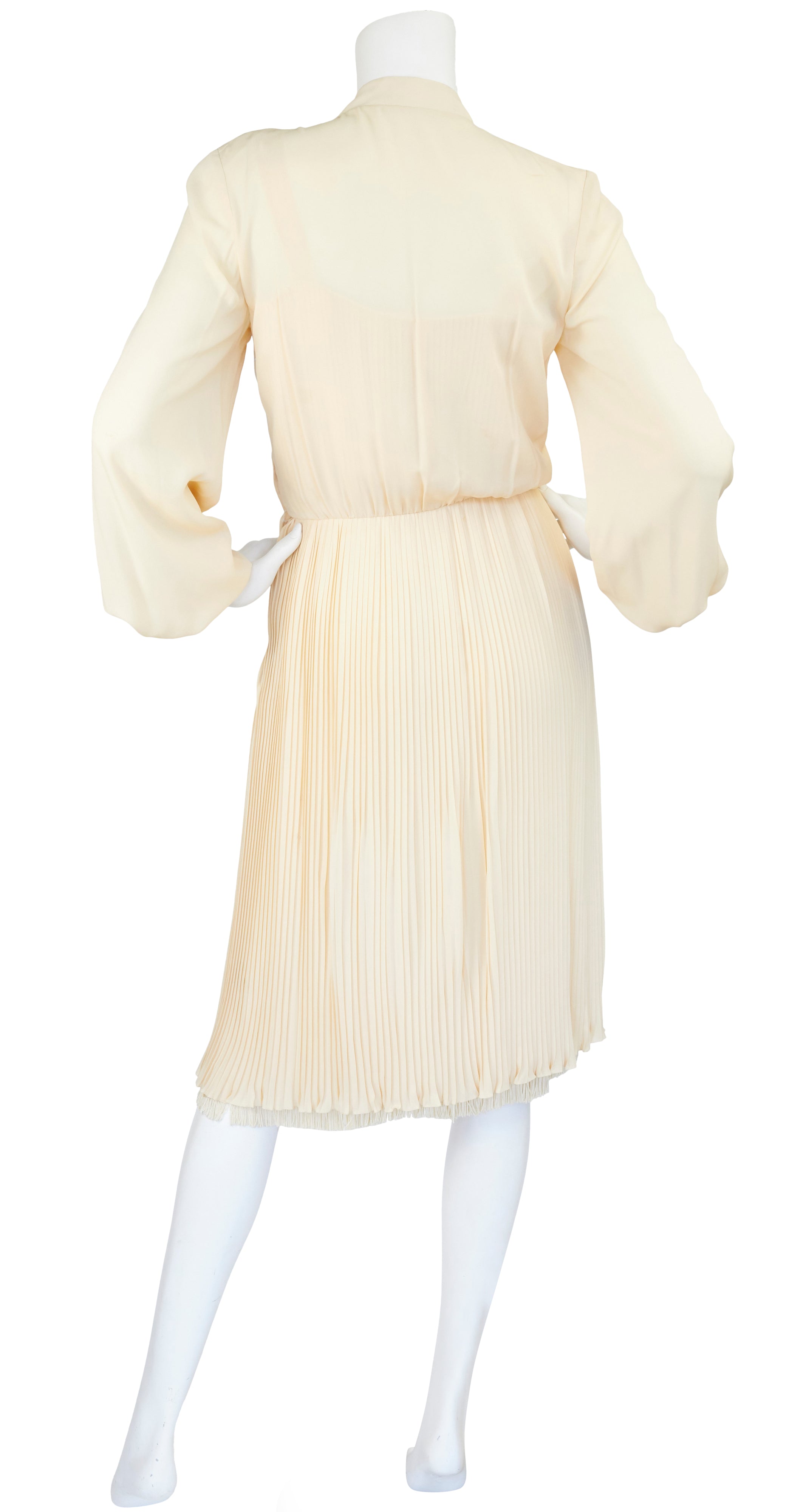 Christian Dior Haute Couture 1977 A/W Cream Pleated Silk Fringe Dress ...