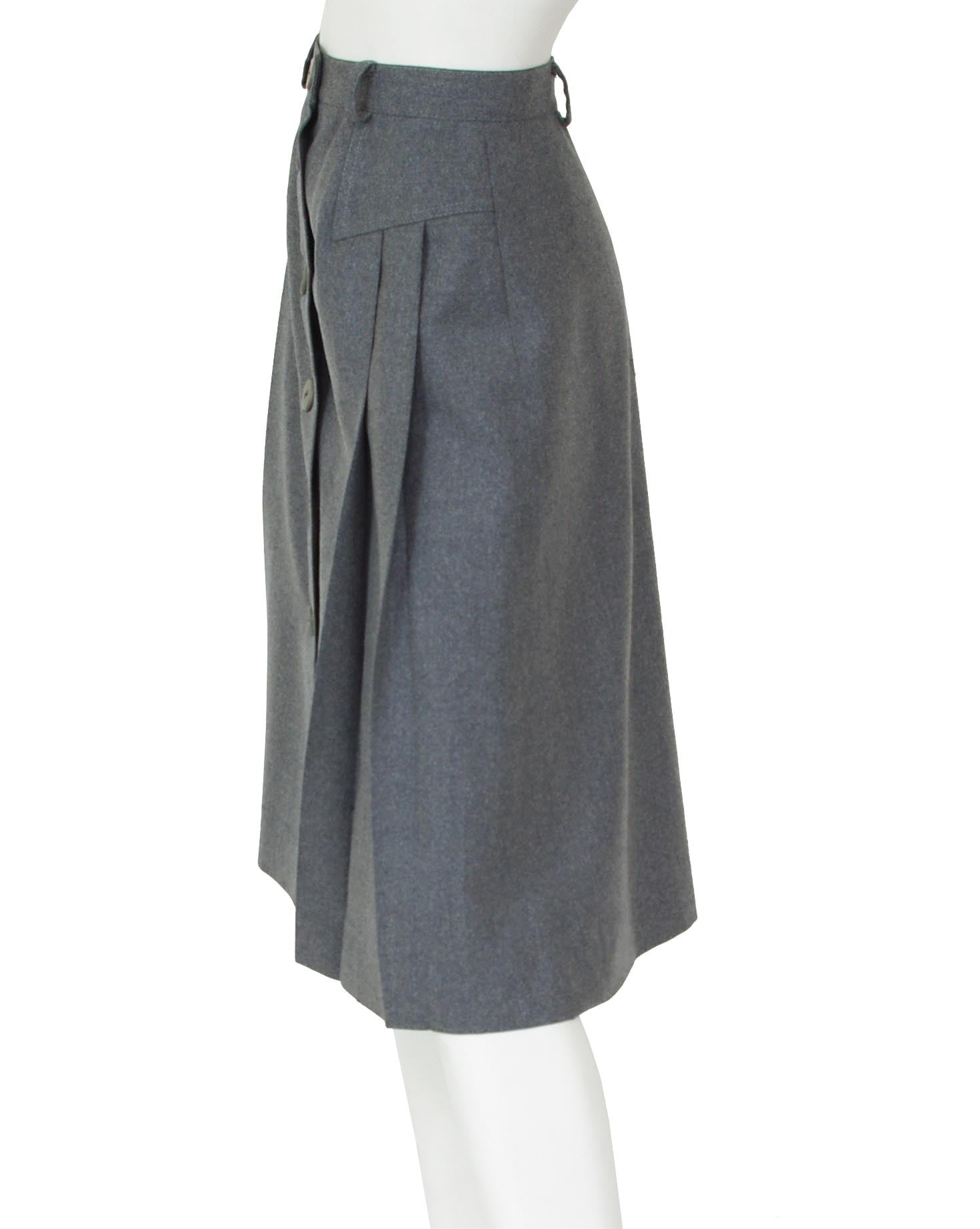 Carven Vintage 1970's Grey Wool Pleated Skirt – Featherstone Vintage