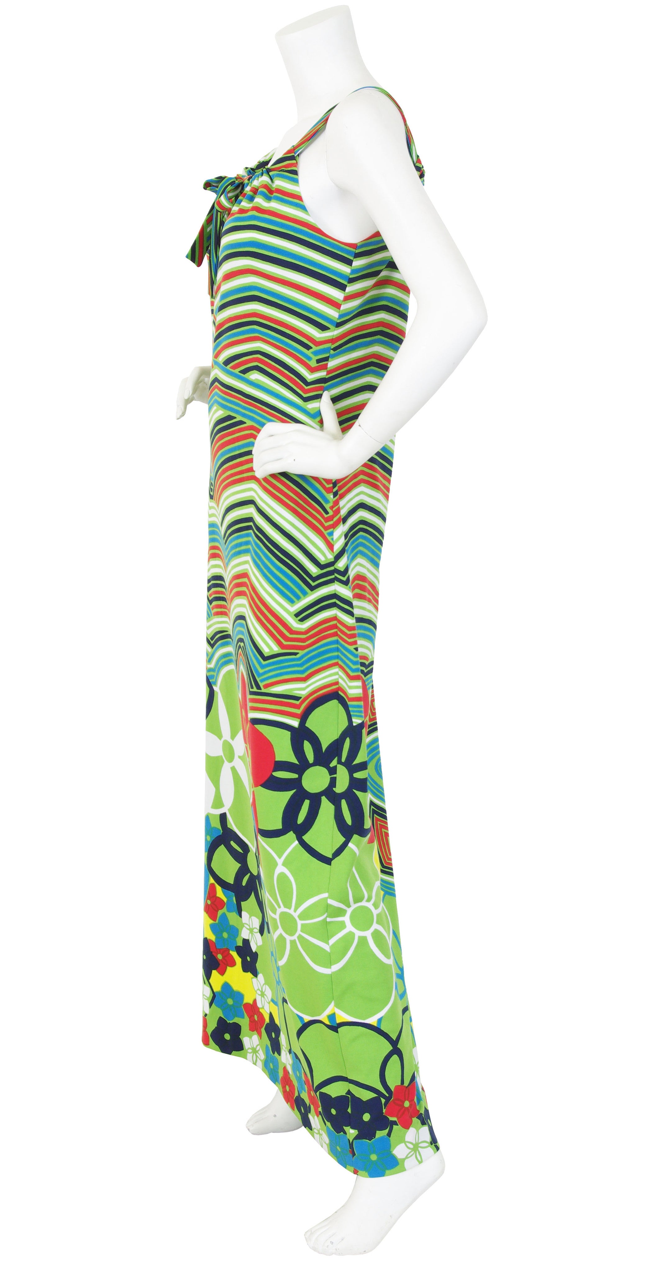 Lanvin Vintage 1970's Floral Pop Art Jersey Maxi Dress