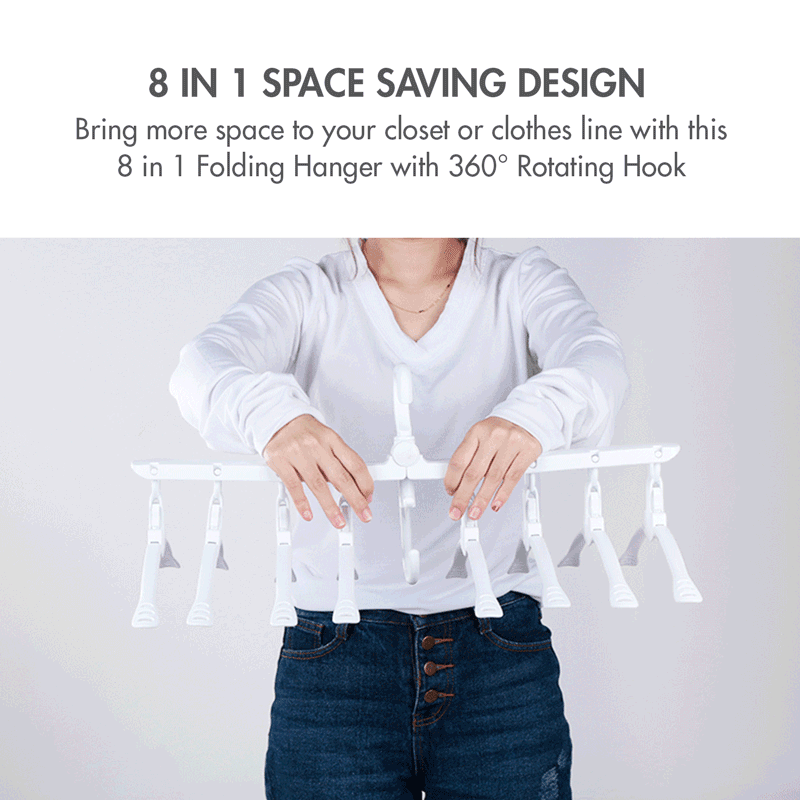 8 in 1 Folding Hanger with 360 degree Rotating Hook – HOUZE - The Homeware  Superstore