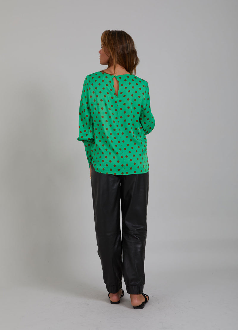 Coster Copenhagen SKJORTE M. DOT PRINT Shirt/Blouse High green dot print - 983