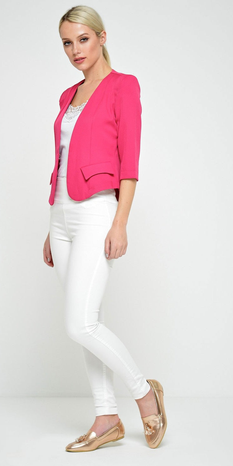 Tailored Cropped Blazer Fuchsia – Rock Frocks