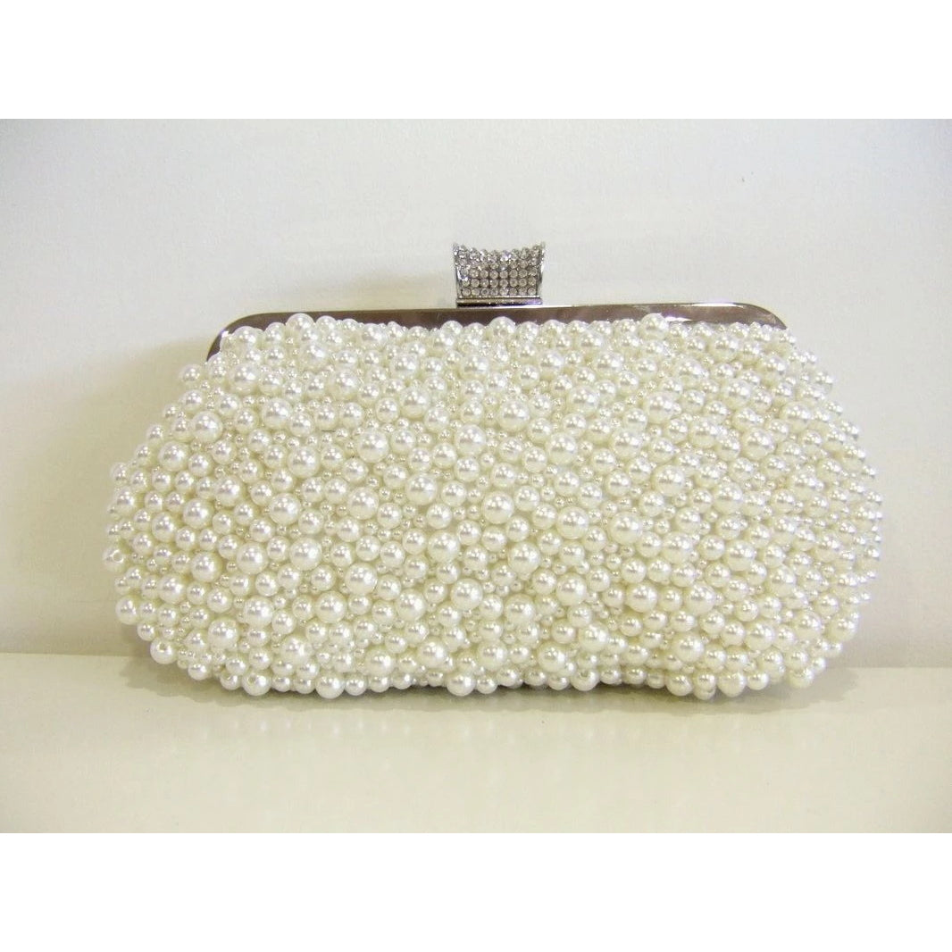 ivory pearl clutch bag