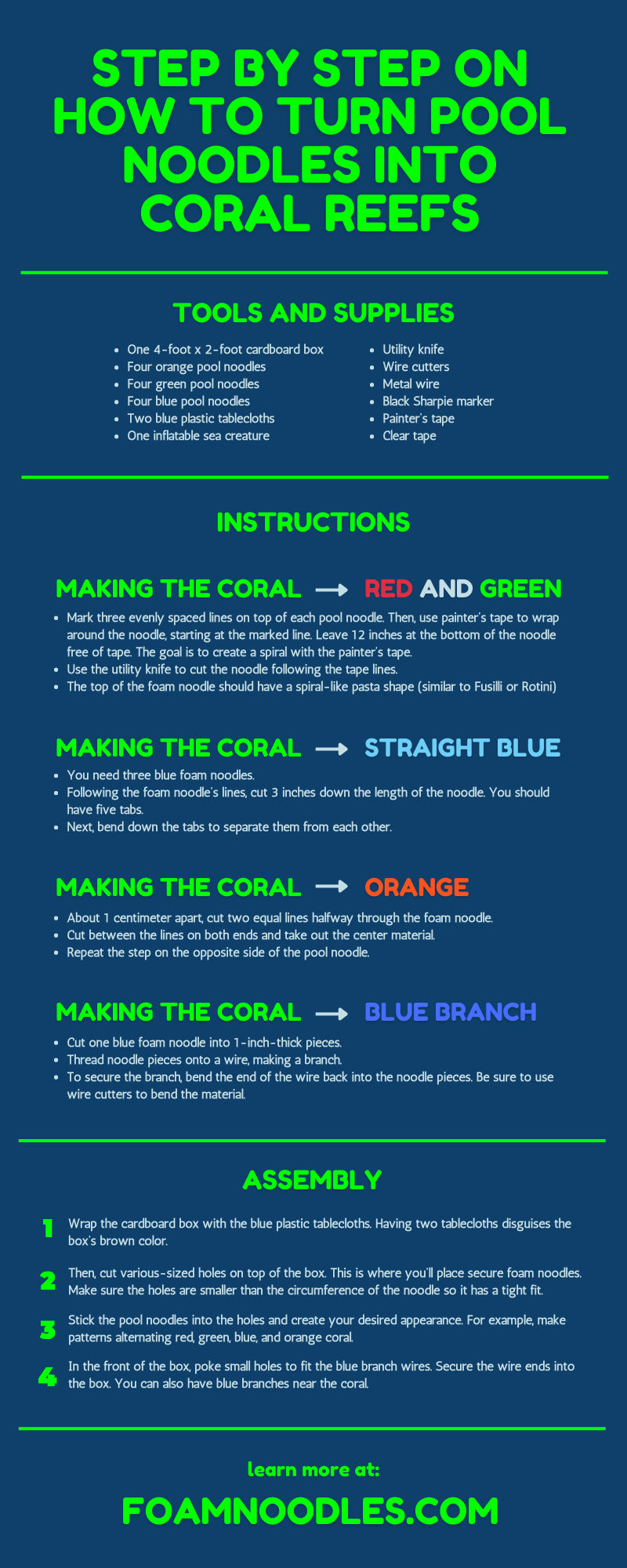 Step by Step on How To Turn Pool Noodles Into Coral Reefs