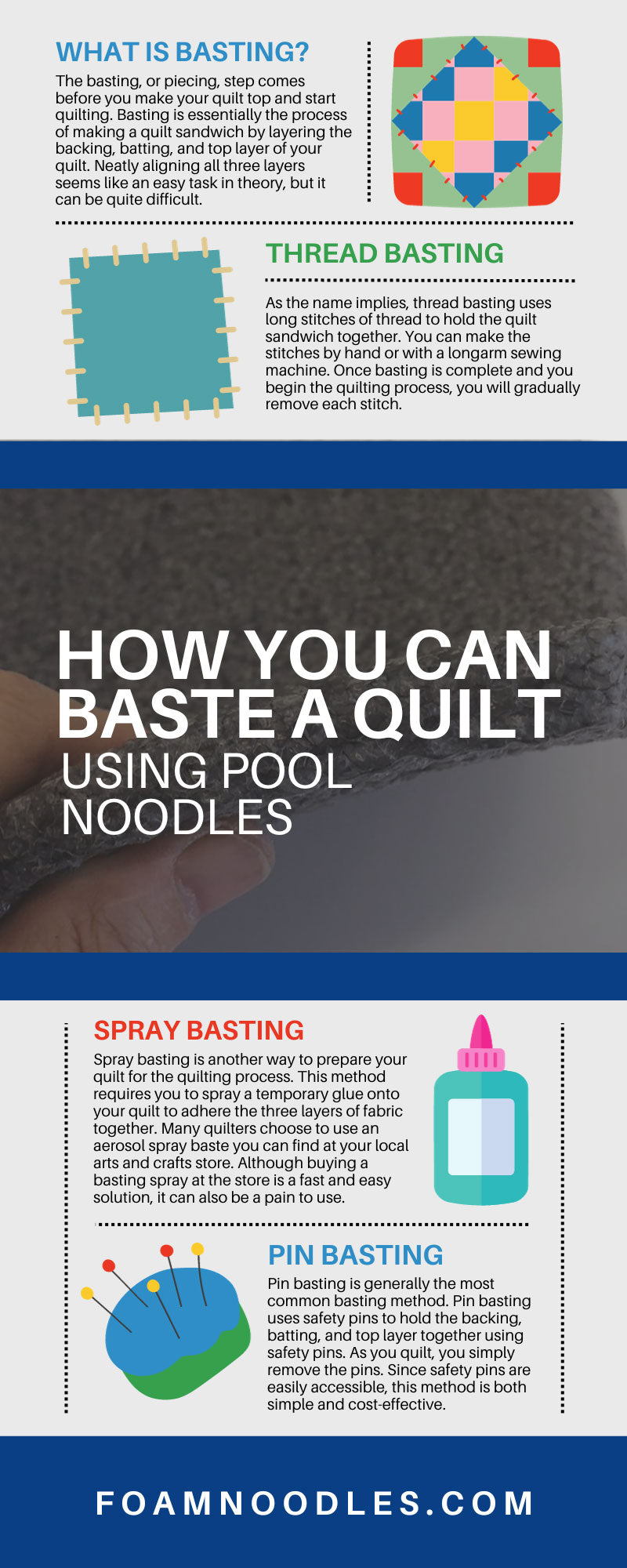 How You Can Baste a Quilt Using Pool Noodles