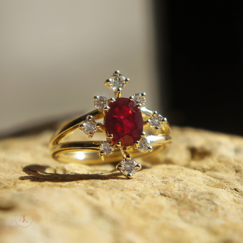 Bague rubis et diamants