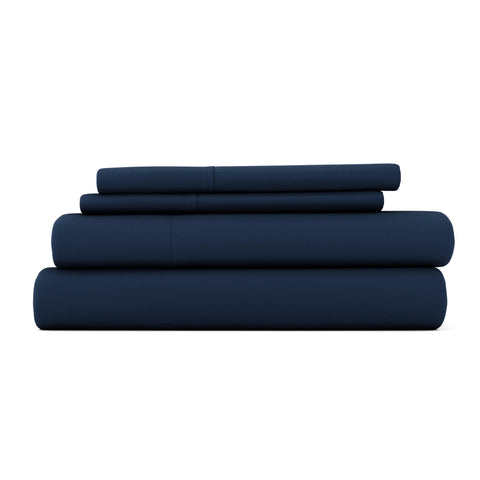 4-Piece Linen Bamboo Blend Sheet Set King / Blue