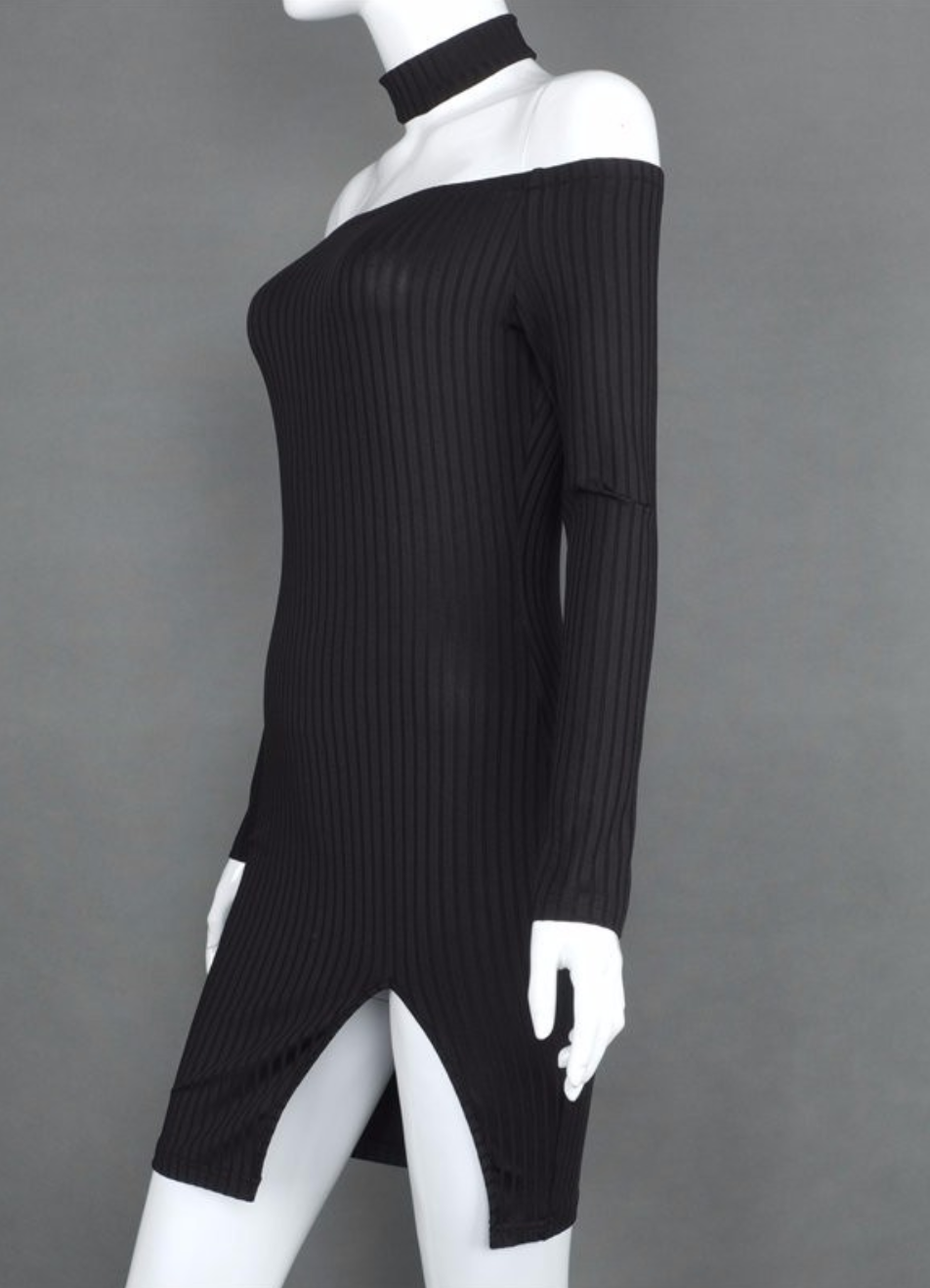 Off shoulder black dress/ long sleeves – RUNWAY