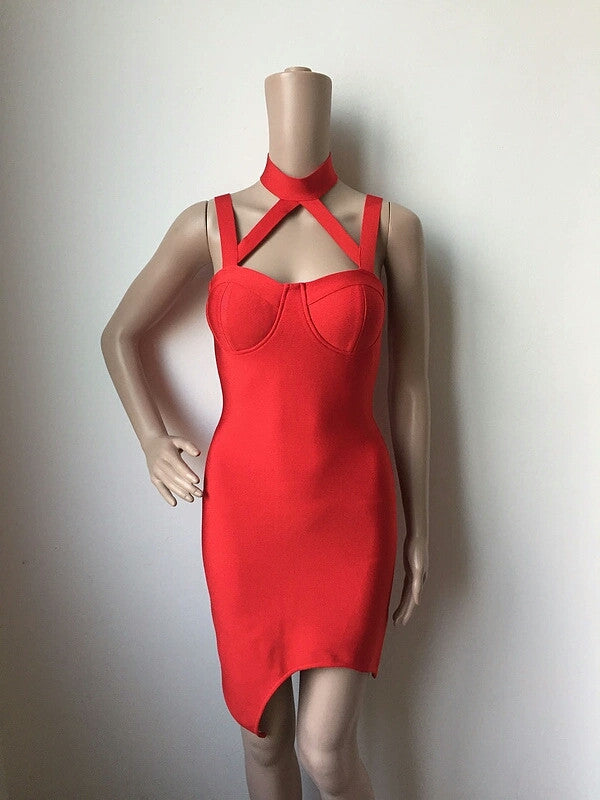 Bandage Choker Red Dress – RUNWAY