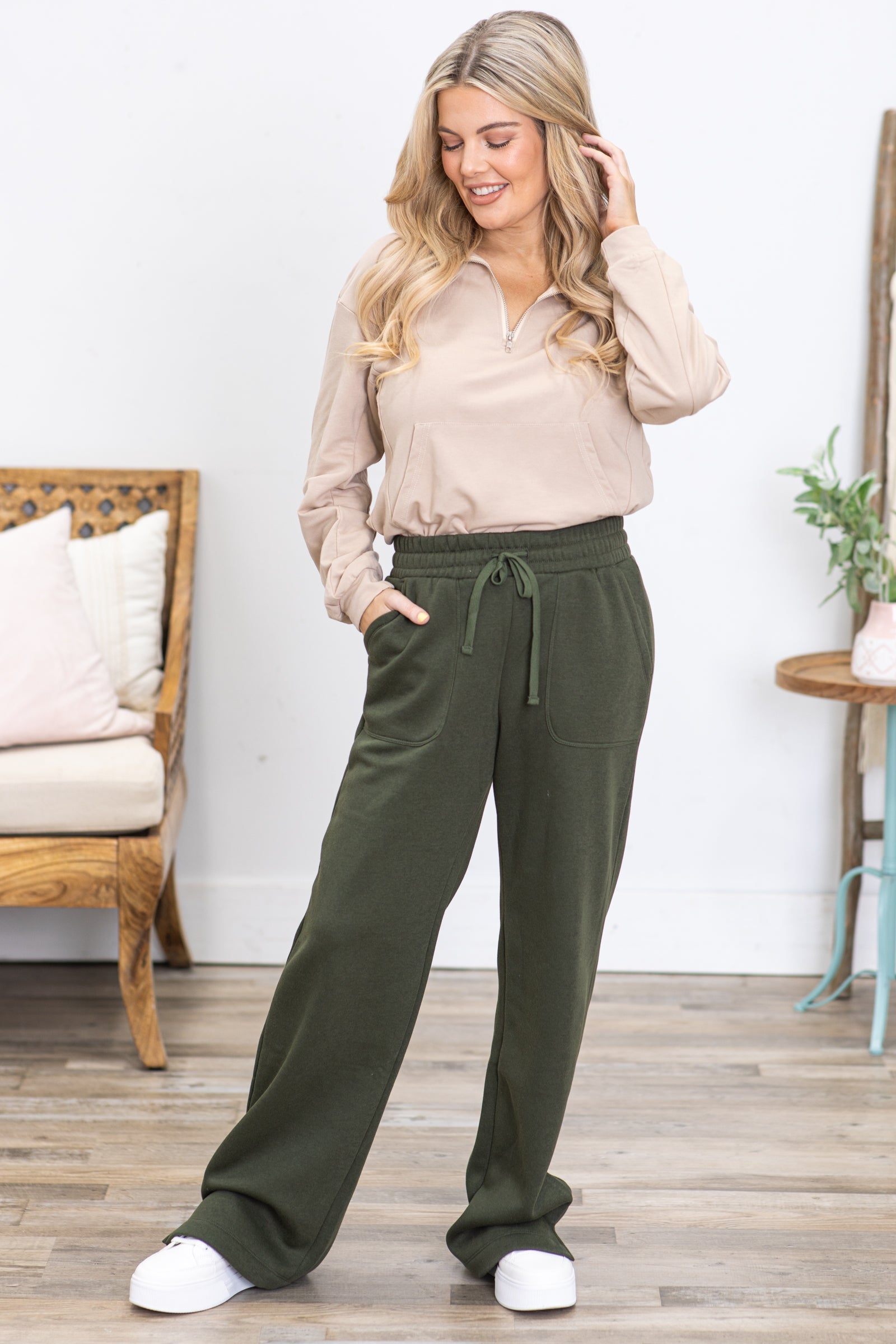 Olive Buttery Soft Leggings With Side Pocket · Filly Flair