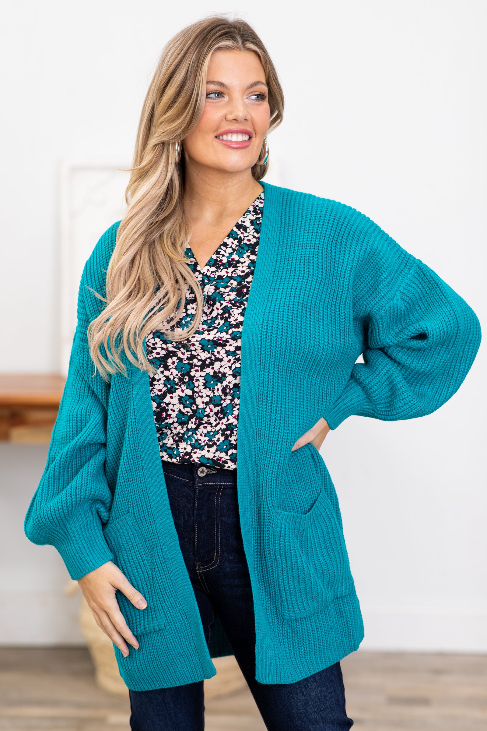 Mint Pointelle Elbow Sleeve Cardigan · Filly Flair