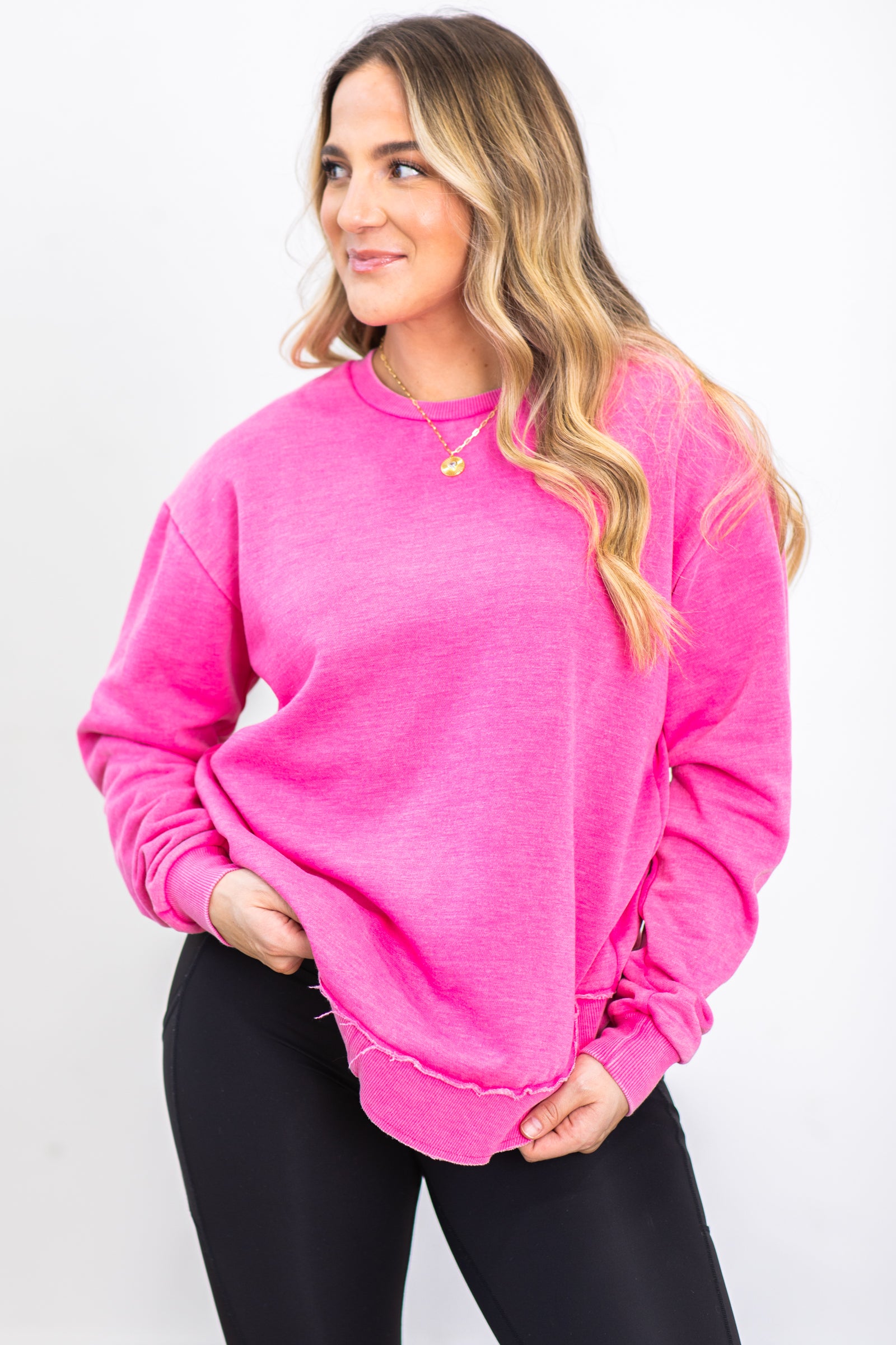 Neon Pink Pigment Dyed Sweatshirt · Filly Flair