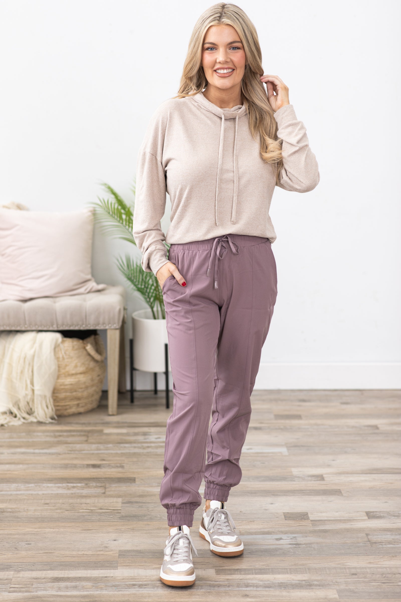 Mocha Smocked Waist Jogger Pants · Filly Flair