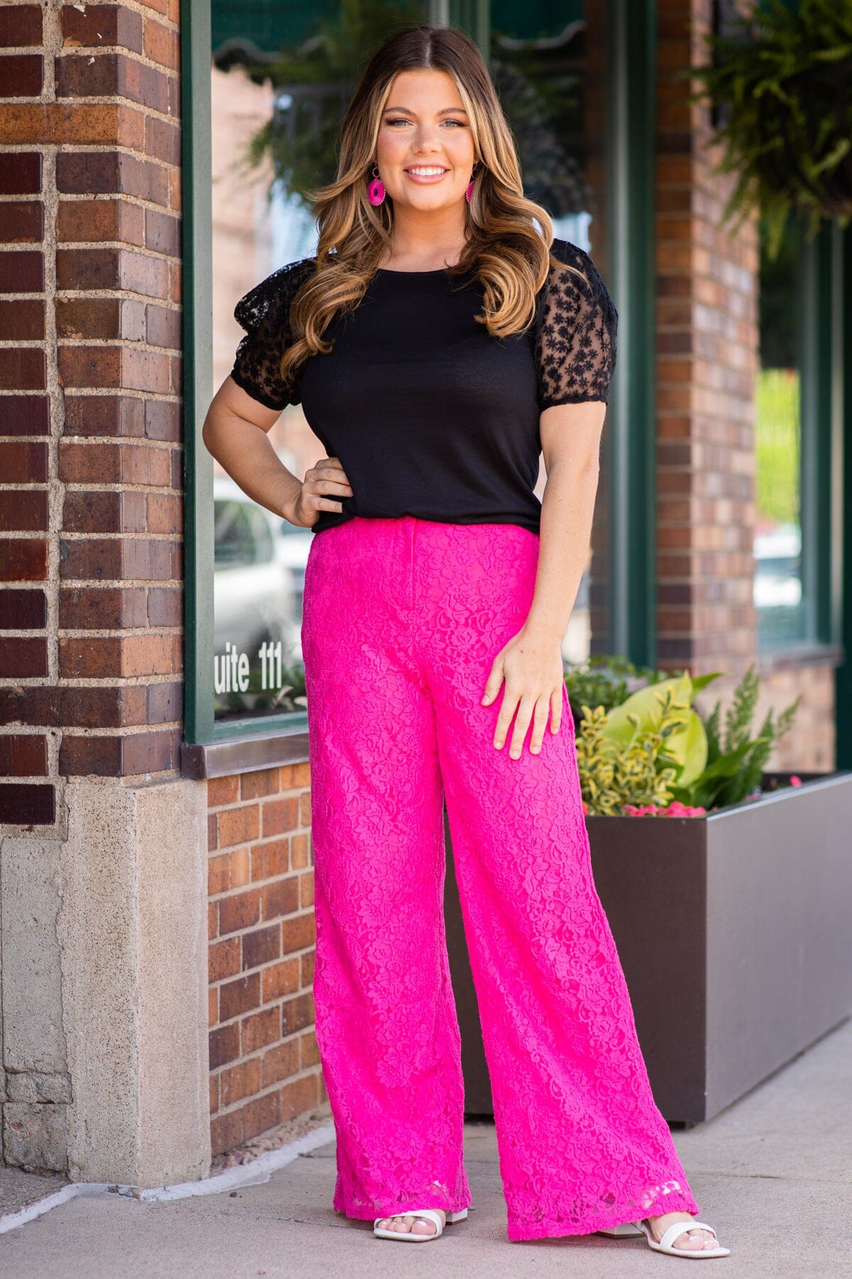 WIDE LEG HIGH-WAIST PINK TROUSER