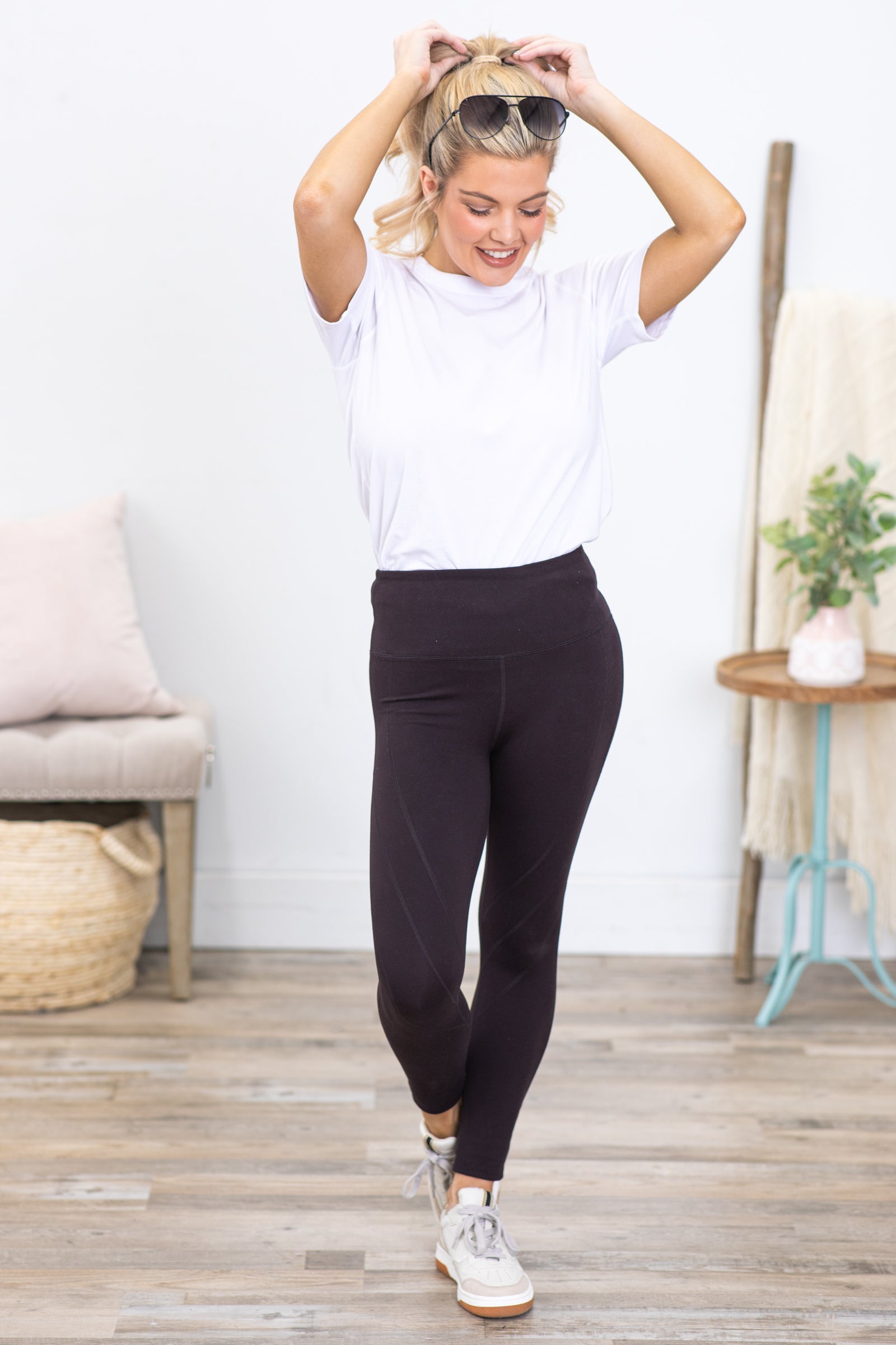 Graphite Perforated Panel Mid Rise Leggings · Filly Flair