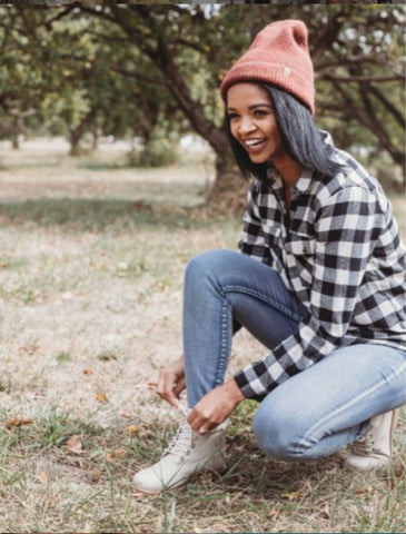 Beanie with Flannel and Jeans